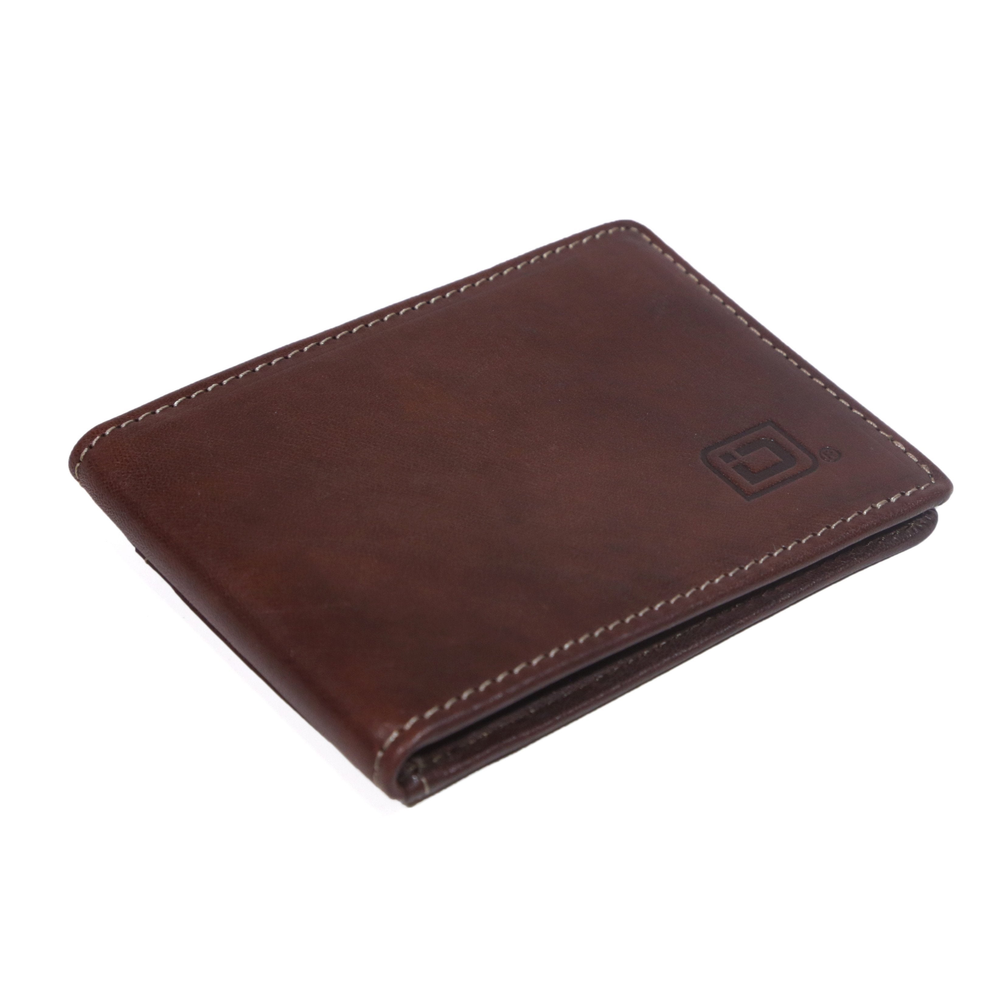 Italian Leather Front Pocket Bifold Wallet (No Bill Storage) - IDSH7307 - drkbrn