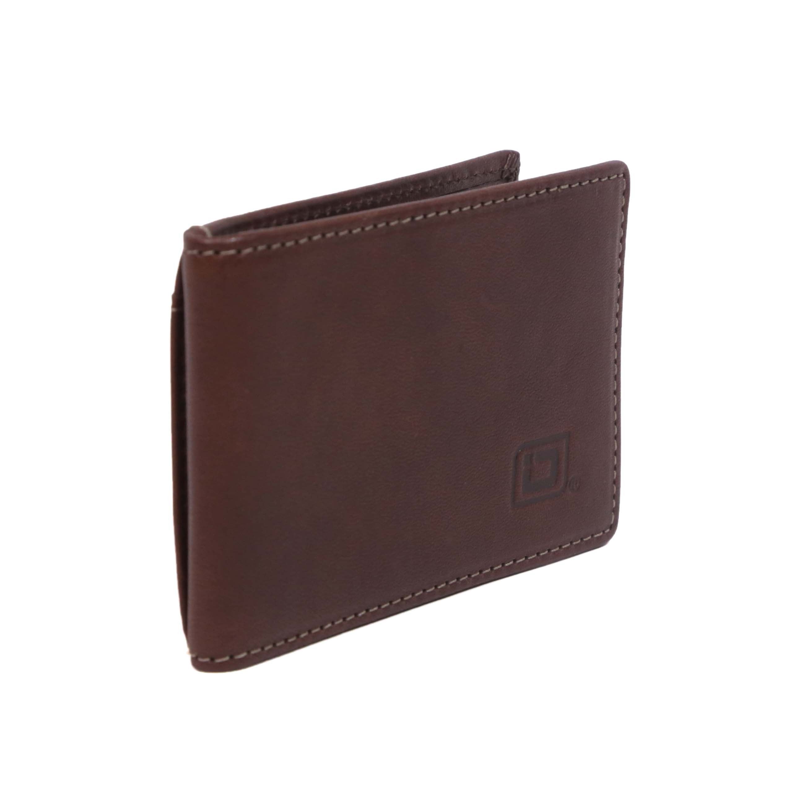 Italian Leather Front Pocket Bifold Wallet (No Bill Storage) - IDSH7307 - drkbrn