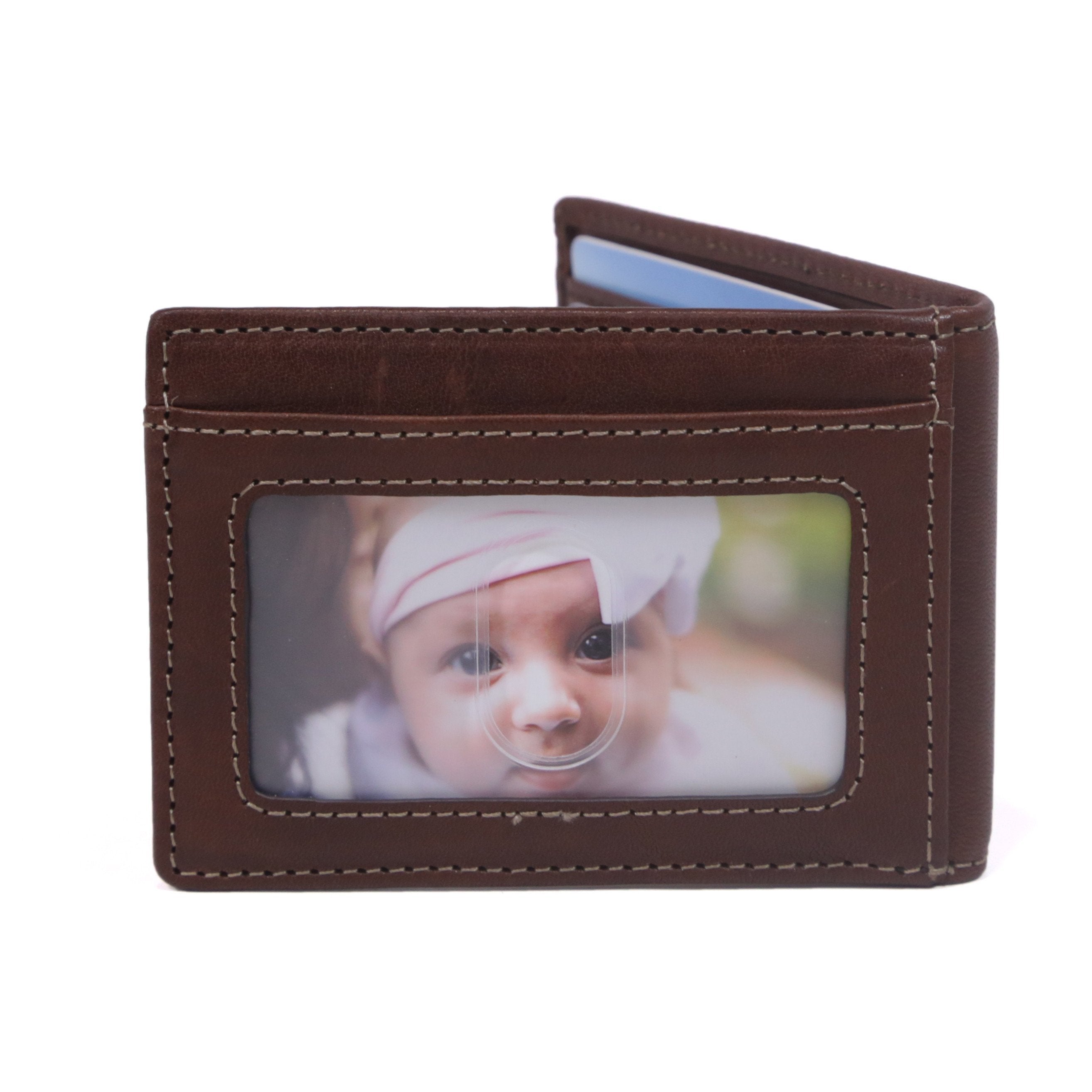 Italian Leather Front Pocket Bifold Wallet (No Bill Storage) - IDSH7307 - drkbrn