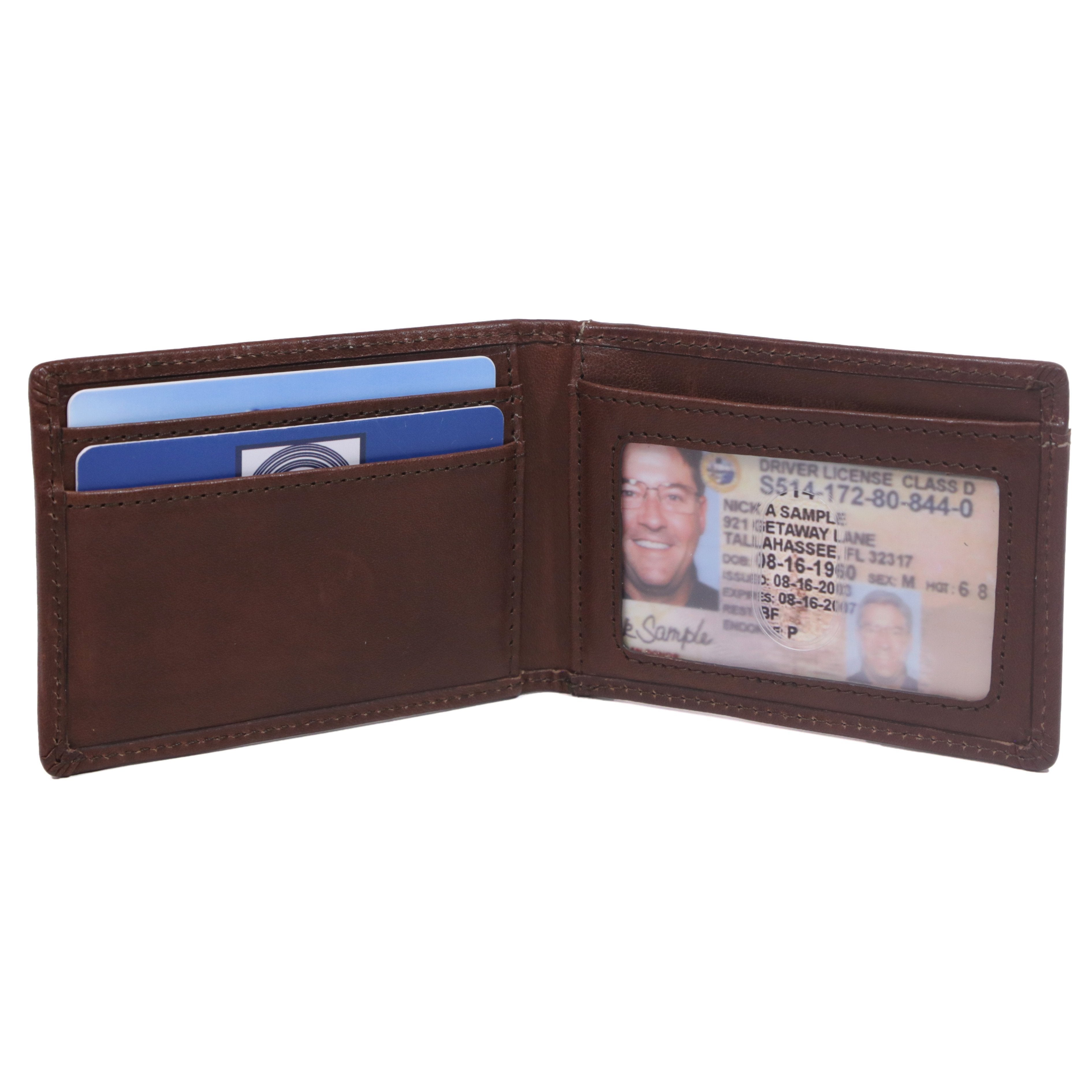 Italian Leather Front Pocket Bifold Wallet (No Bill Storage) - IDSH7307 - drkbrn