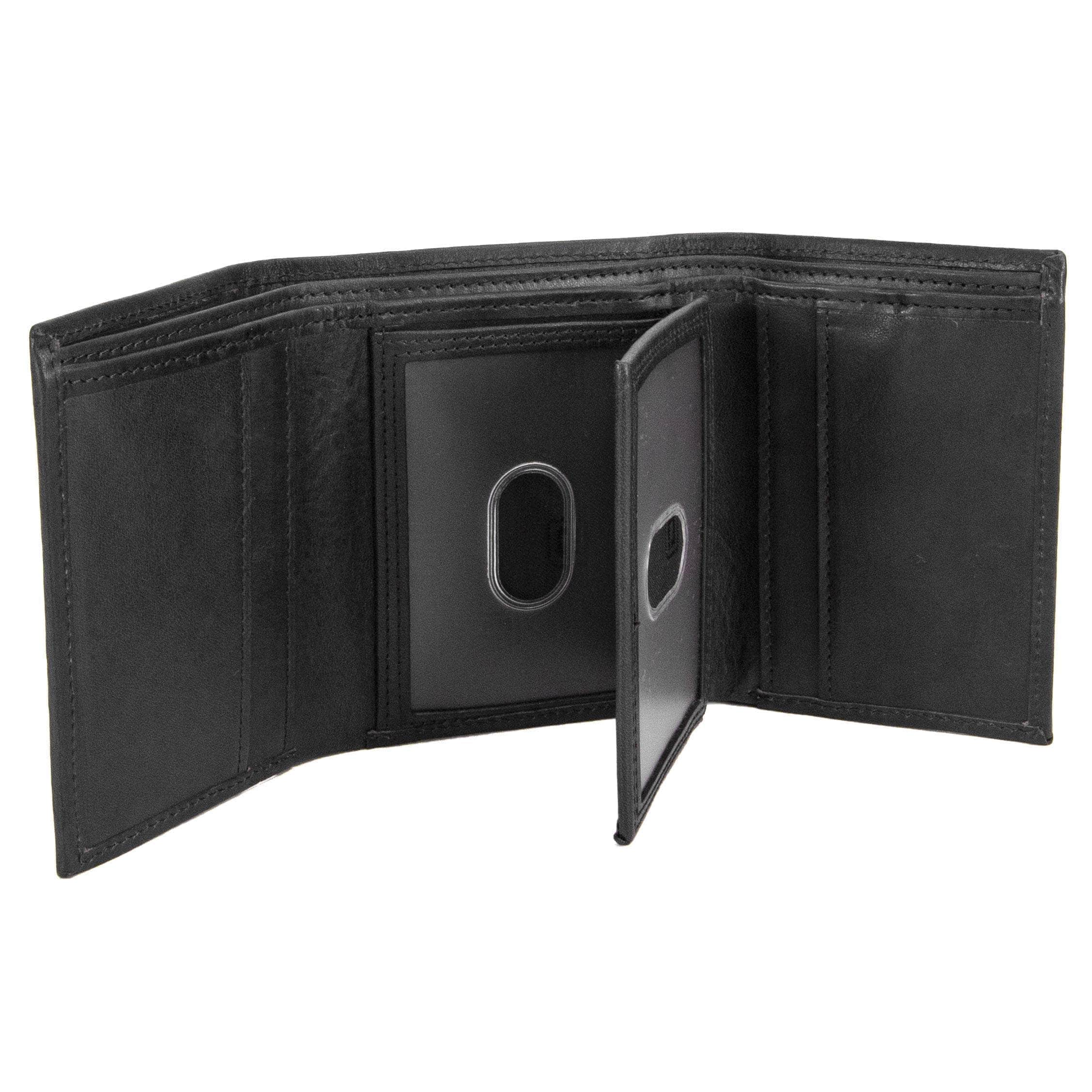 ID Stronghold Men's Wallet Italian Leather Trifold Wallet with 2 ID Windows