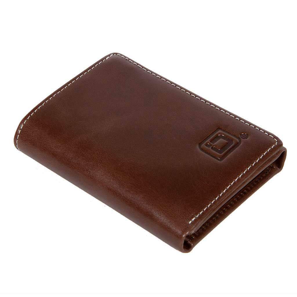 Mens RFID Wallet - 8 Slot Trifold Stonewashed Leather Wallet - IDSH7027 - brn