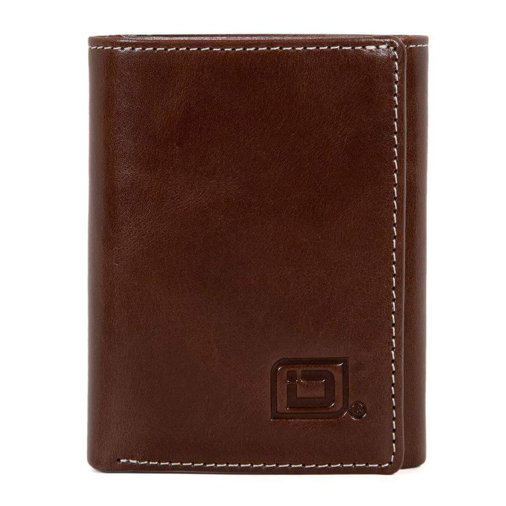 Mens RFID Wallet - 8 Slot Trifold Stonewashed Leather Wallet - IDSH7027 - brn