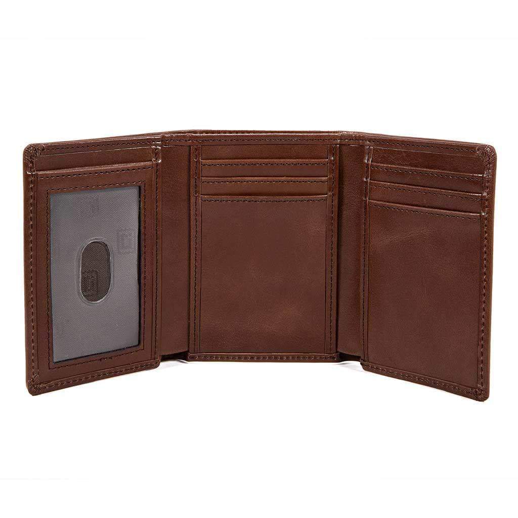 Mens RFID Wallet - 8 Slot Trifold Stonewashed Leather Wallet - IDSH7027 - brn