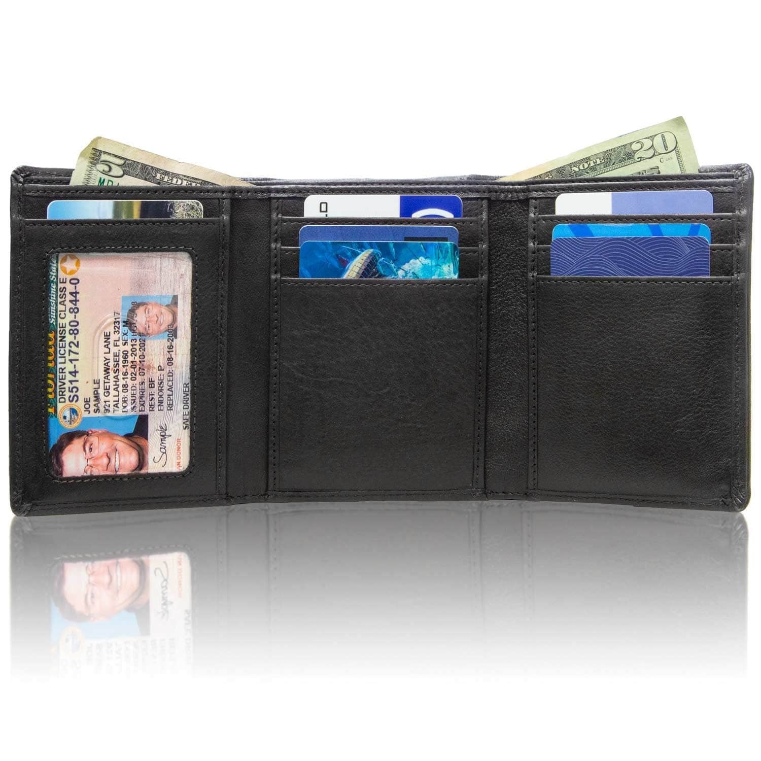 ID Stronghold  Men's RFID Wallet Trifold 8 slot with ID Window