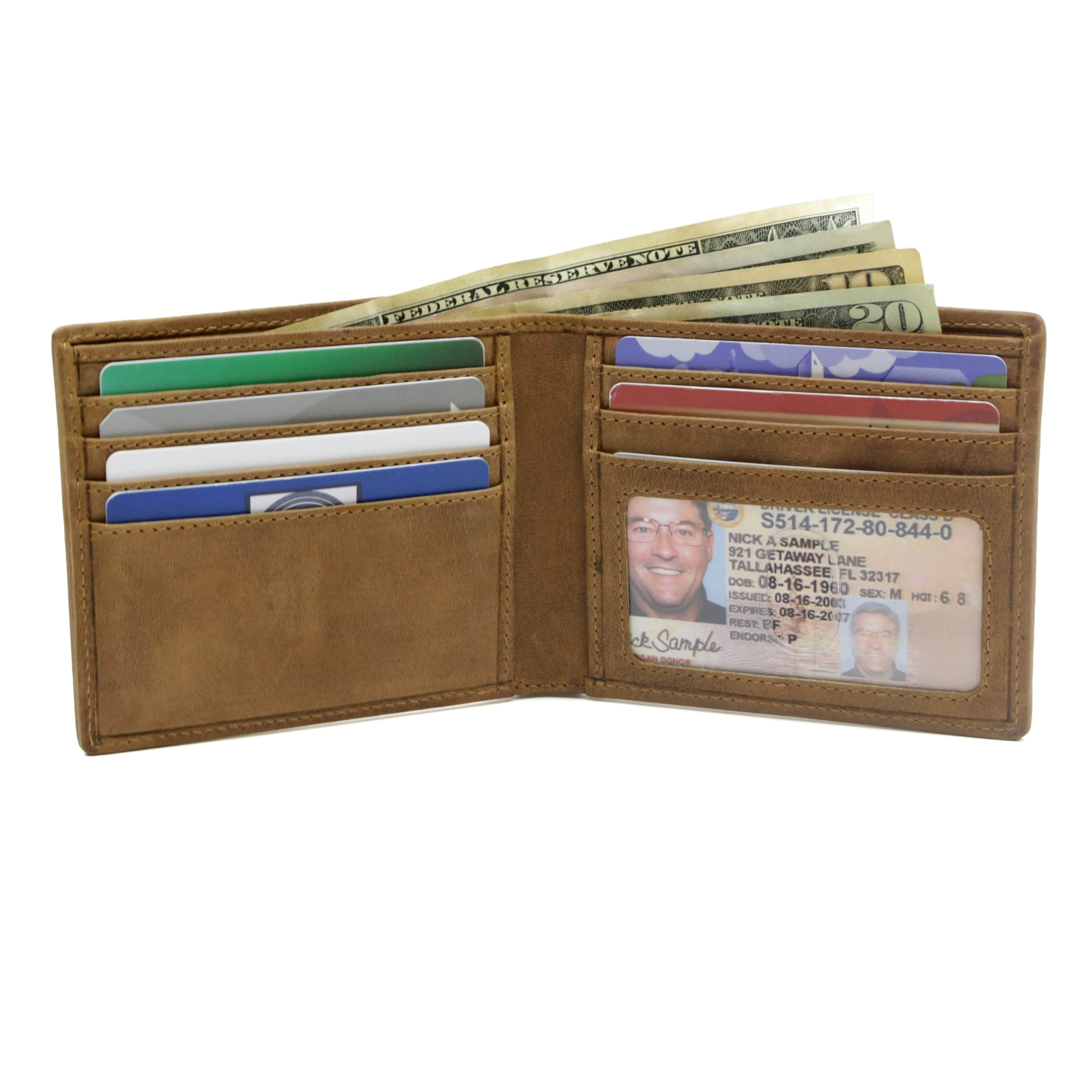 ID Stronghold Men's Wallet Mens RFID Wallet - Slim 7 Slot Bifold With ID in Leather and Nylon