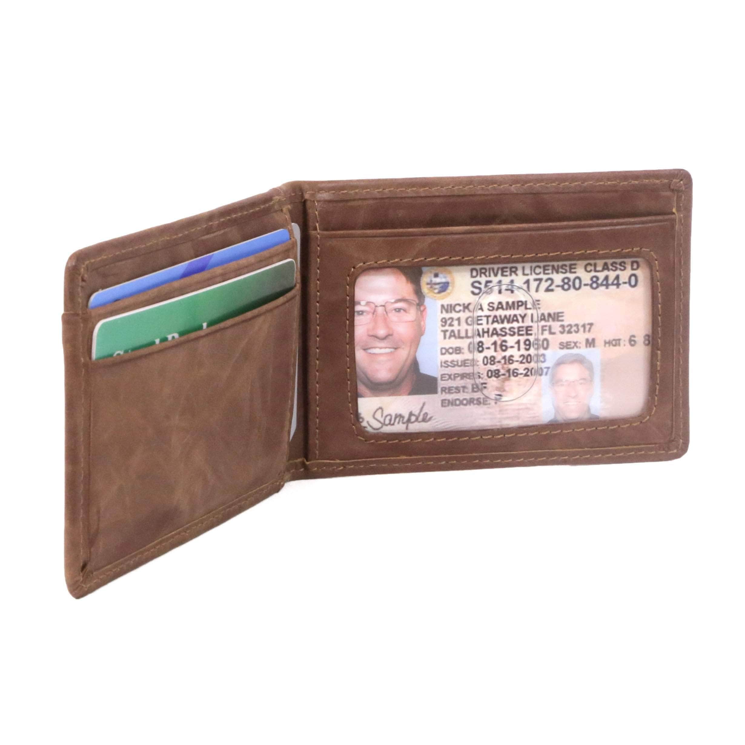Mens RFID Wallet - Western Front Pocket Card Wallet - IDSH7015S - Natbrn