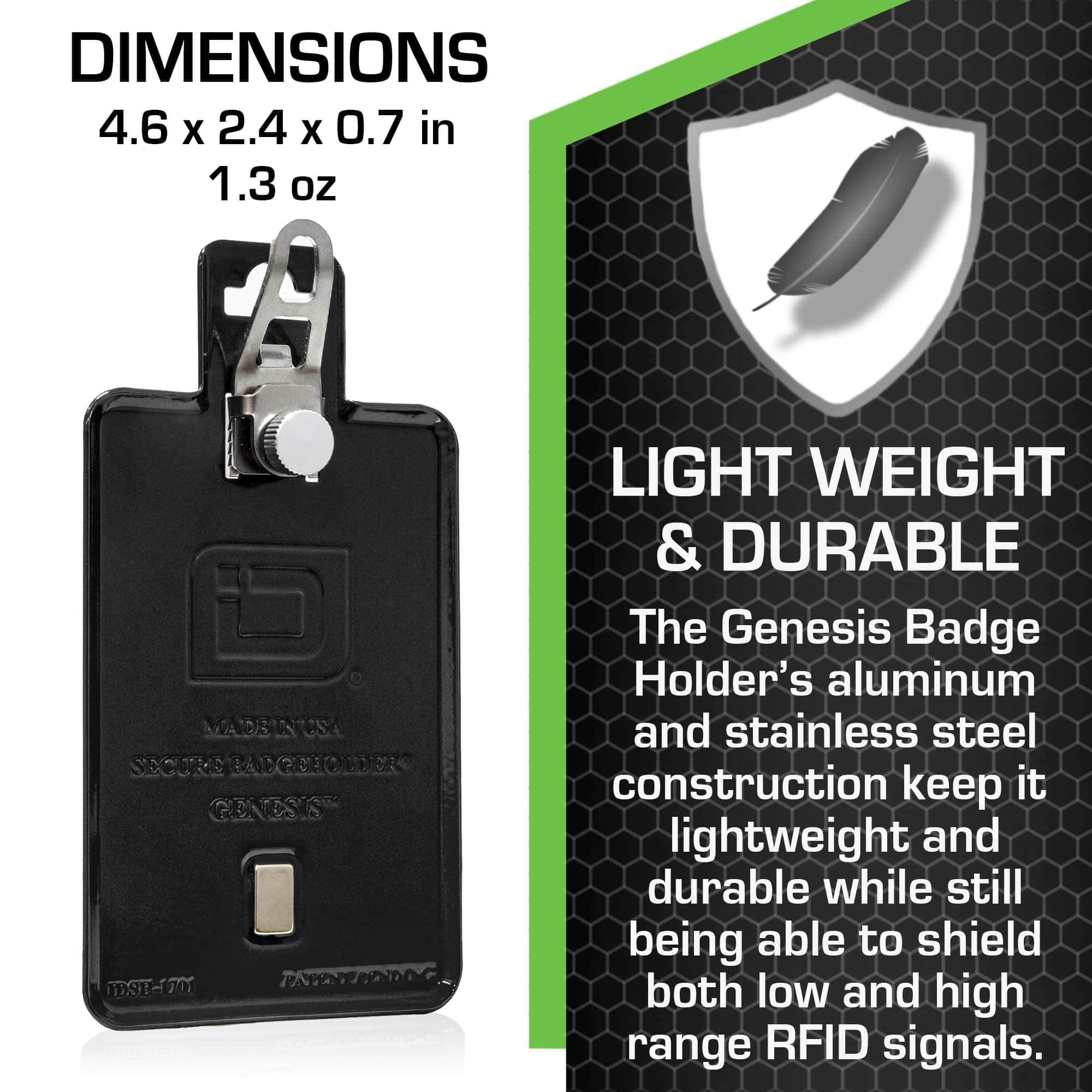 NEW - Magnetic Badge Holder - RFID Secure Badge Holder Genesis™ with BloxProx™ - Black - IDSH1701 - blk