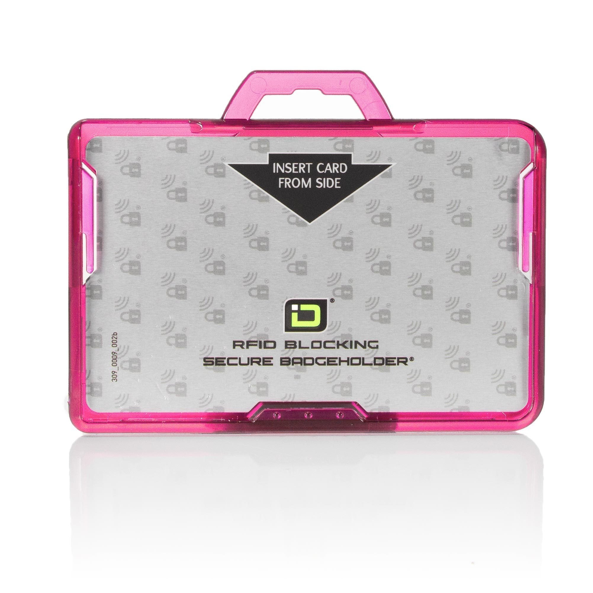 ID Stronghold Badgeholder BloxProx Pink Secure Badge Bolder BloxProx™ Lite LANDSCAPE - Protects 125Khz HID Prox