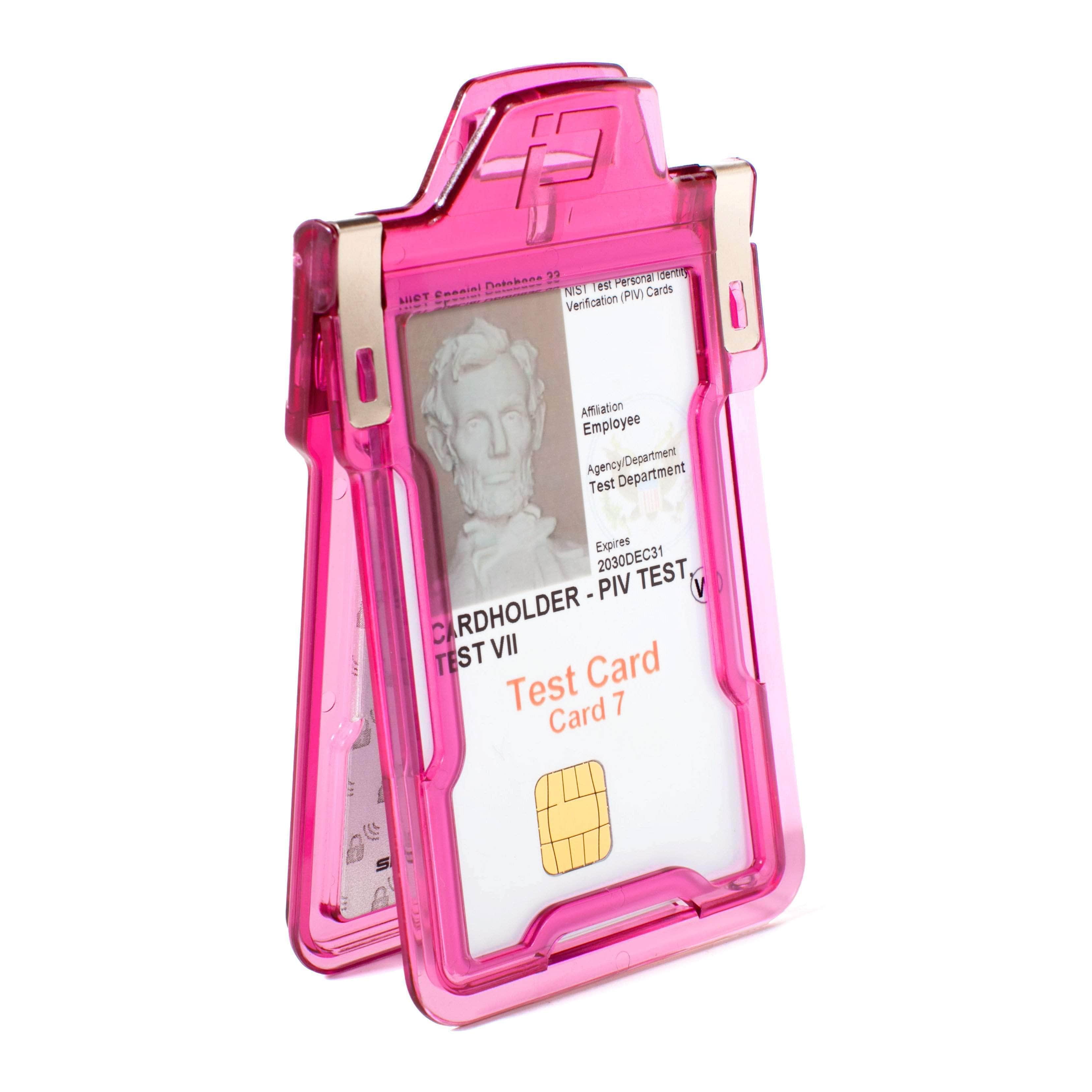 Secure Badge Holder Classic with BloxProx™ - Protects 125Khz HID Prox 1 ID Card Holder - Pink - IDSH5001 - 001B - Pnk