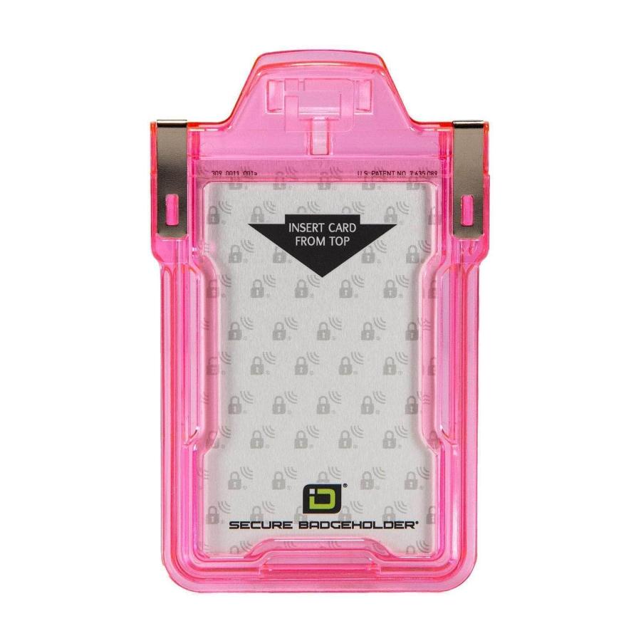 "Squeeze to Read" Secure Badge Holder Classic Vertical 1 ID Card Holder - Pink - IDSH1004 - 001B - Pnk