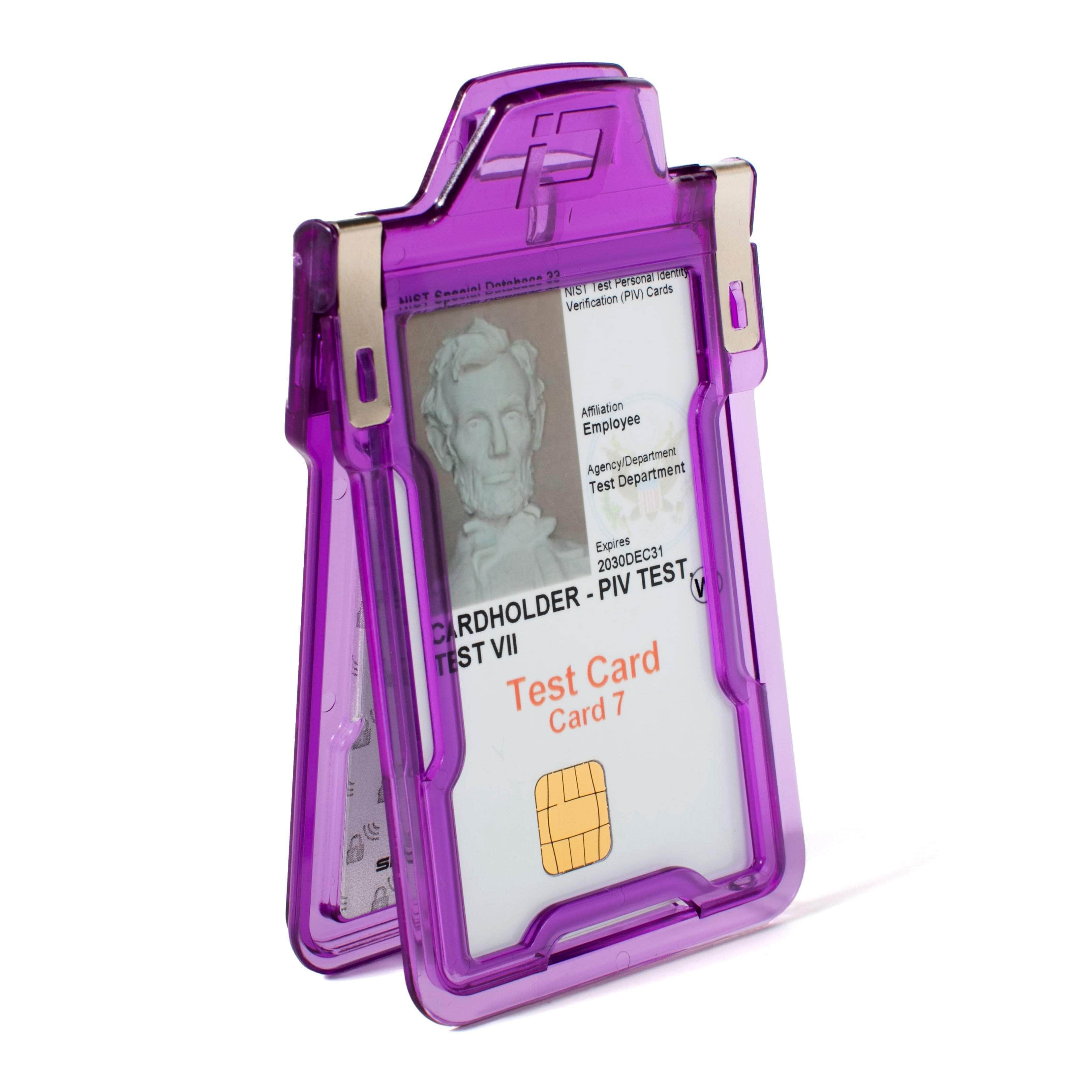 Secure Badge Holder Classic with BloxProx™ - Protects 125Khz HID Prox 1 ID Card Holder - Purple - IDSH5001 - 001B - Pur