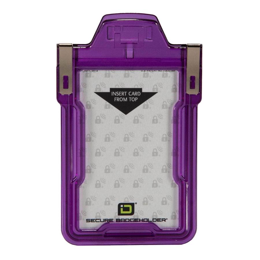 "Squeeze to Read" Secure Badge Holder Classic Vertical 1 ID Card Holder - Purple - IDSH1004 - 001B - Pur