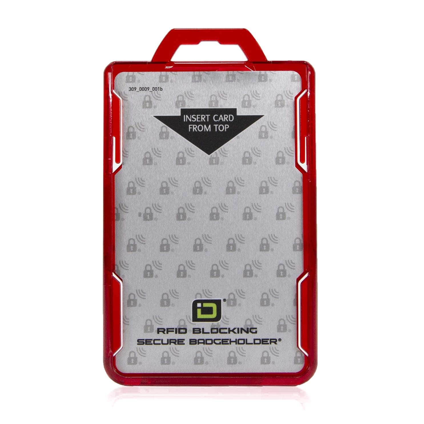 Secure Badge Holder Lite ™ Vertical 1 ID Card Holder - Red - IDSH9001 - 001B - Red