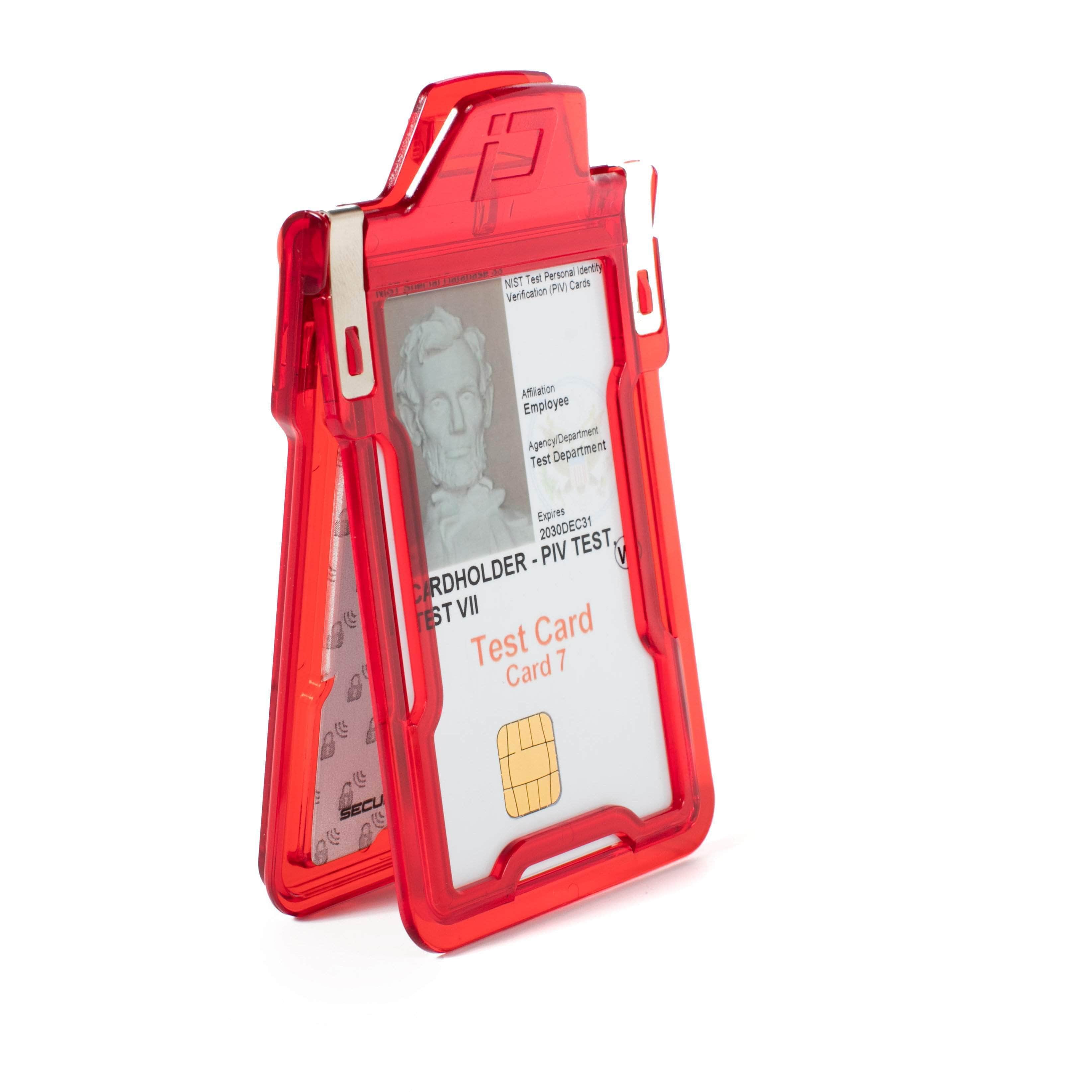 Secure Badge Holder Classic with BloxProx™ - Protects 125Khz HID Prox 1 ID Card Holder - Red - IDSH5001 - 001B - Red