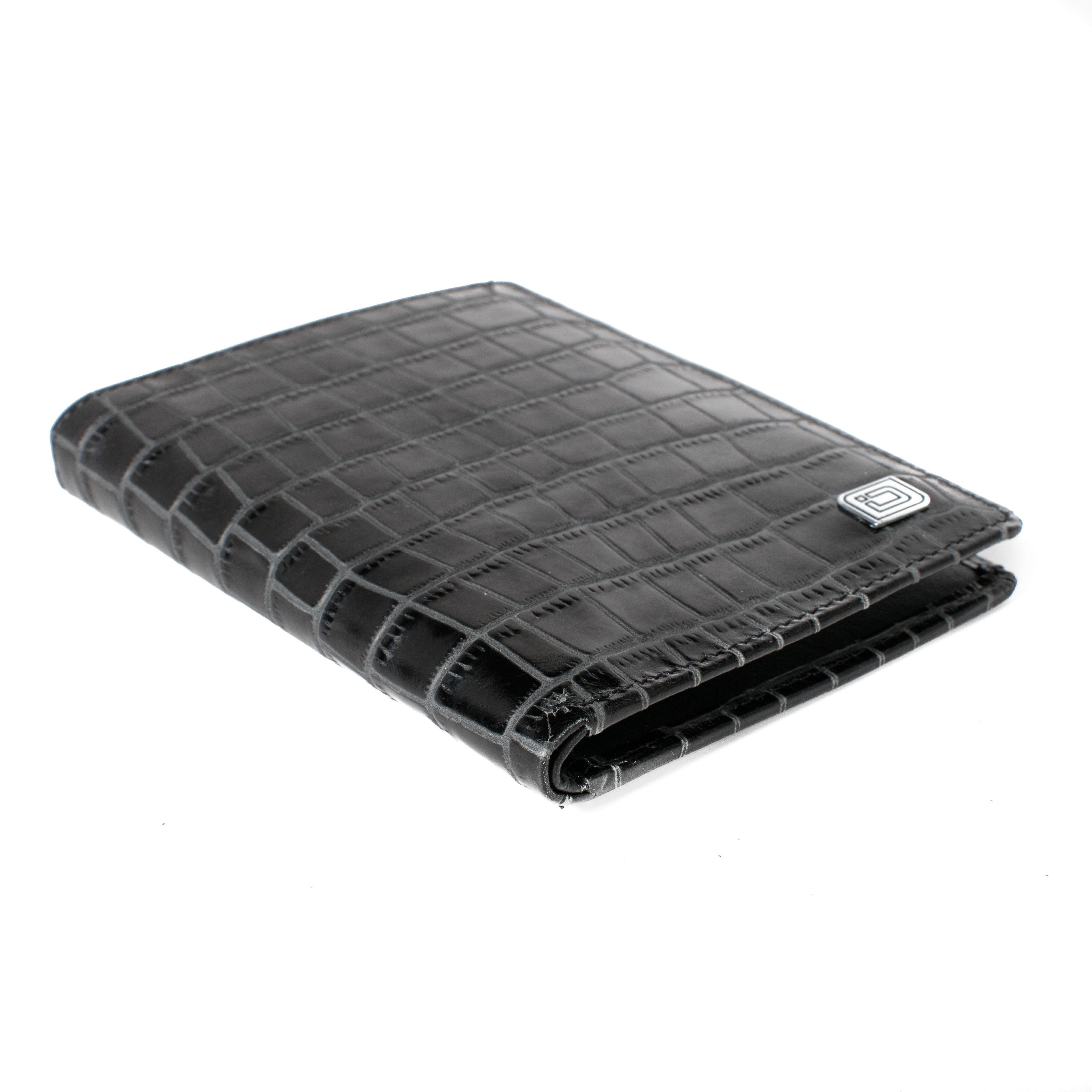 RFID Blocking Passport Wallet Designer - Black Croc - IDSH7214 - blkcrc