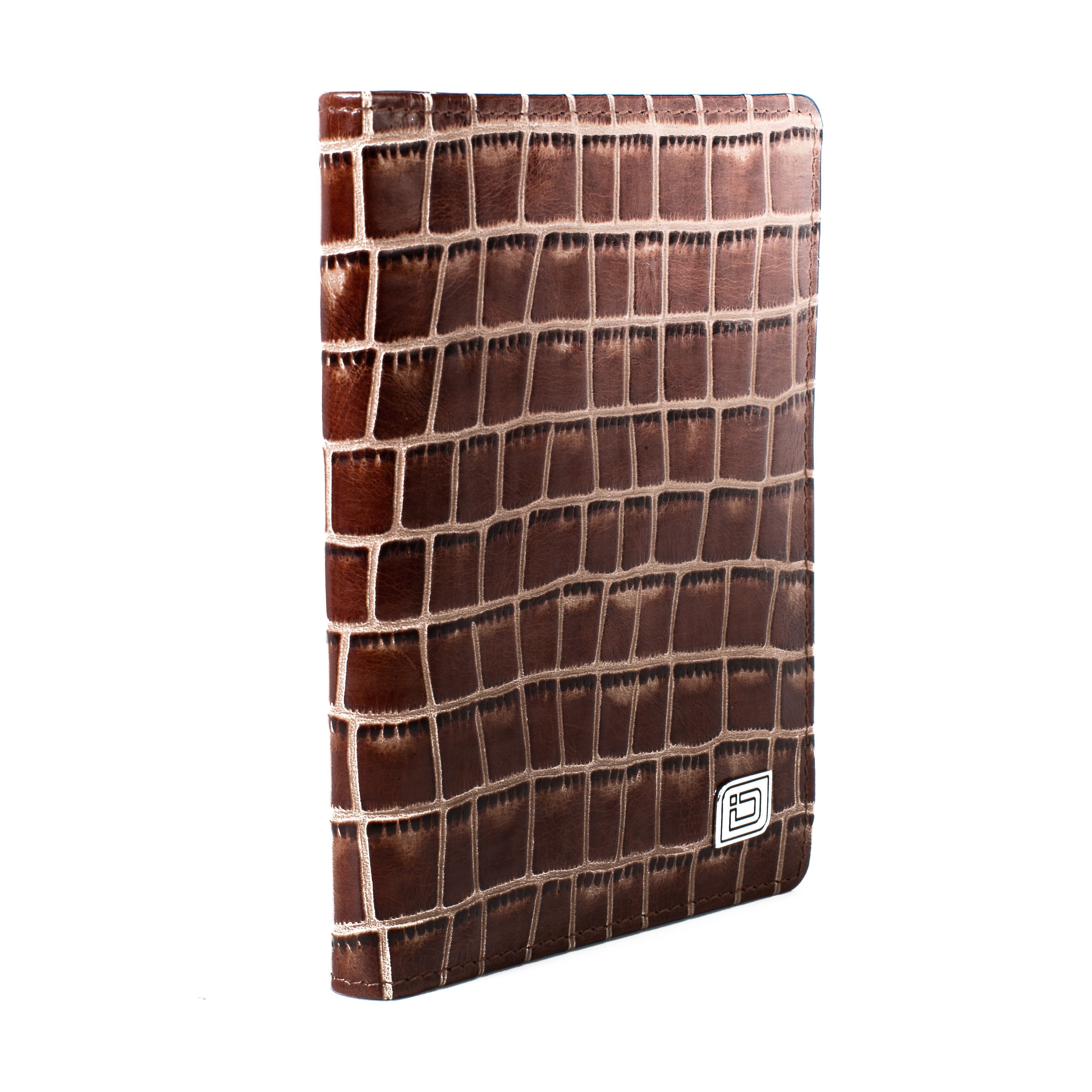 RFID Blocking Passport Wallet Designer - Brown Croc - IDSH7214 - brncrc