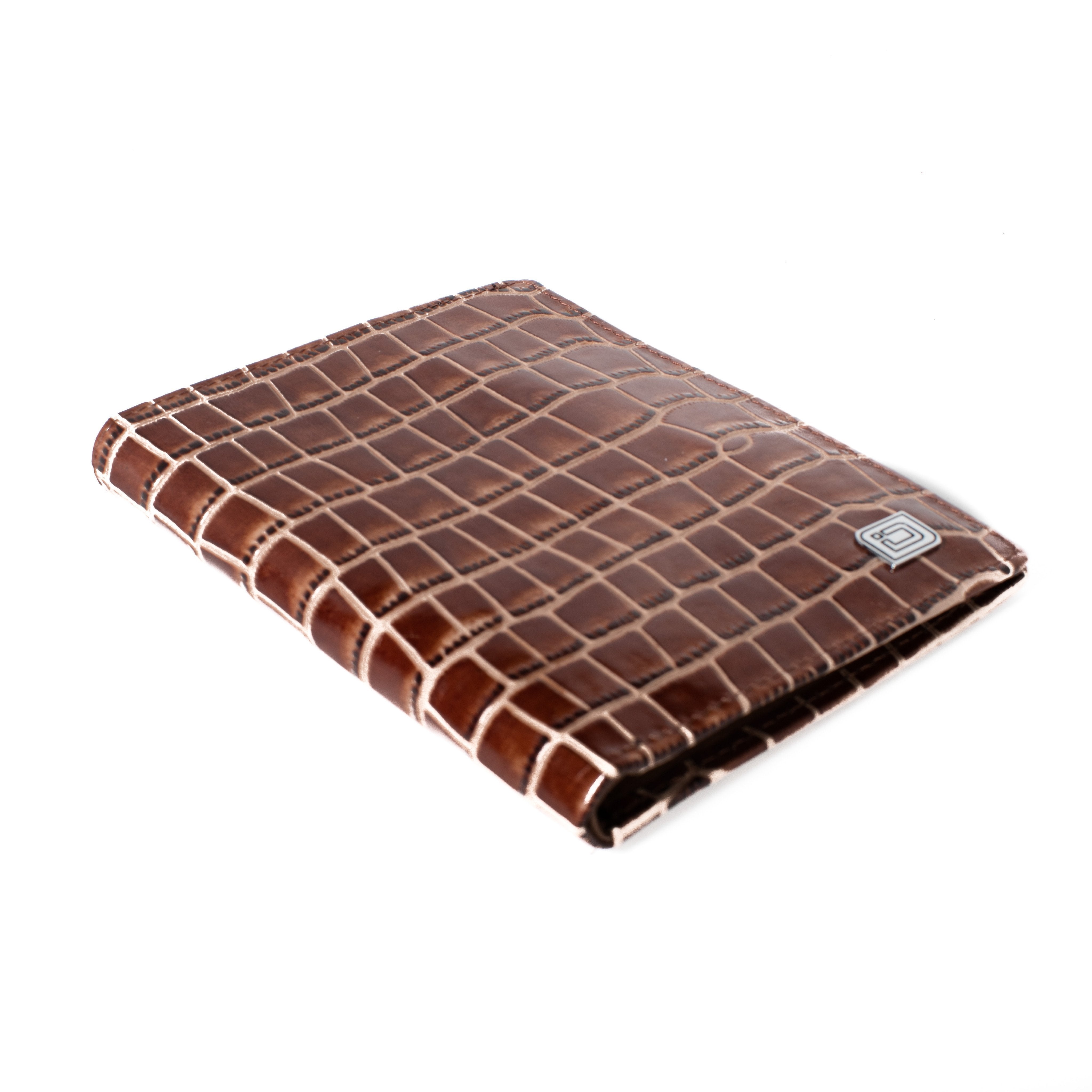 RFID Blocking Passport Wallet Designer - Brown Croc - IDSH7214 - brncrc