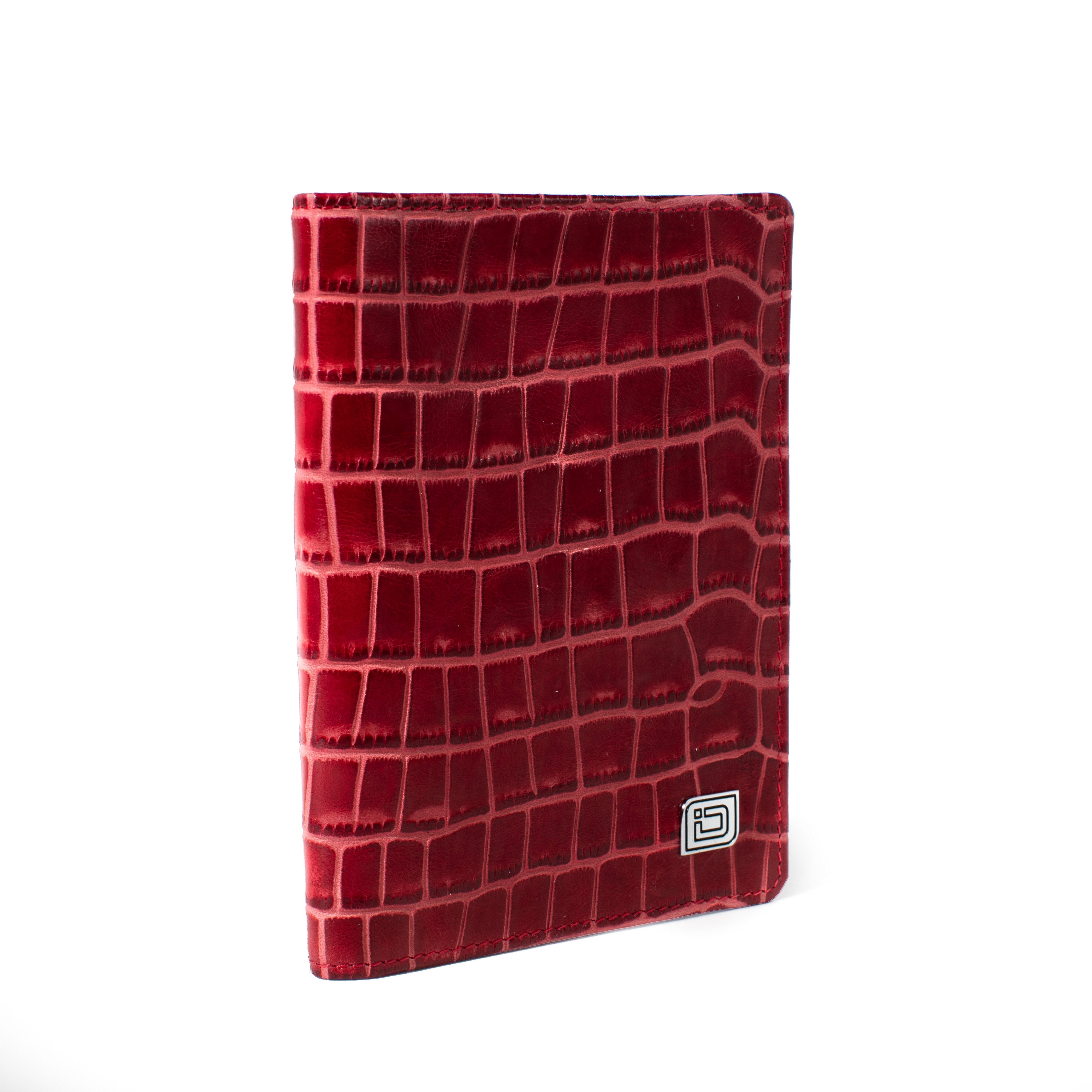 RFID Blocking Passport Wallet Designer - Red Croc - IDSH7214 - redcrc