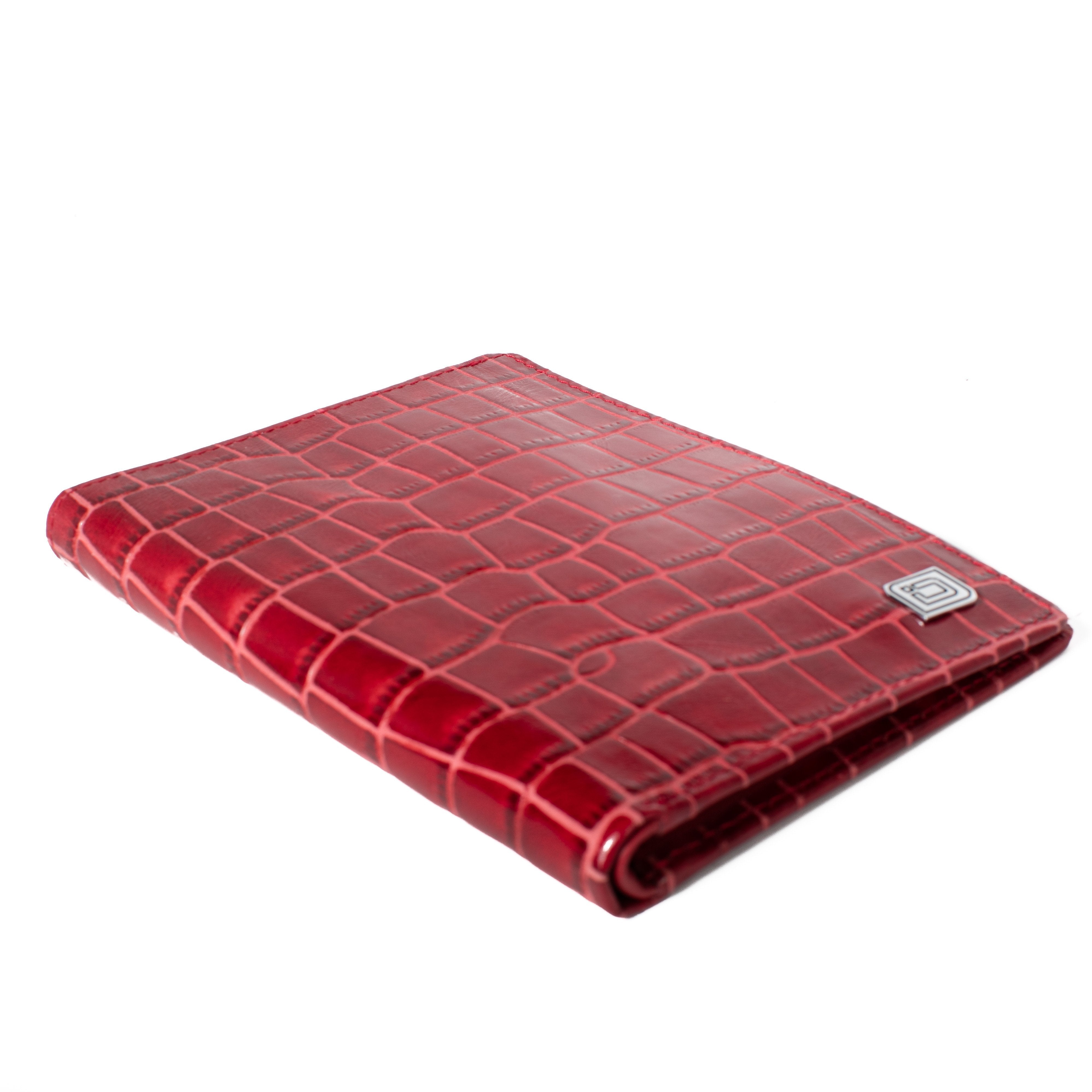 RFID Blocking Passport Wallet Designer - Red Croc - IDSH7214 - redcrc