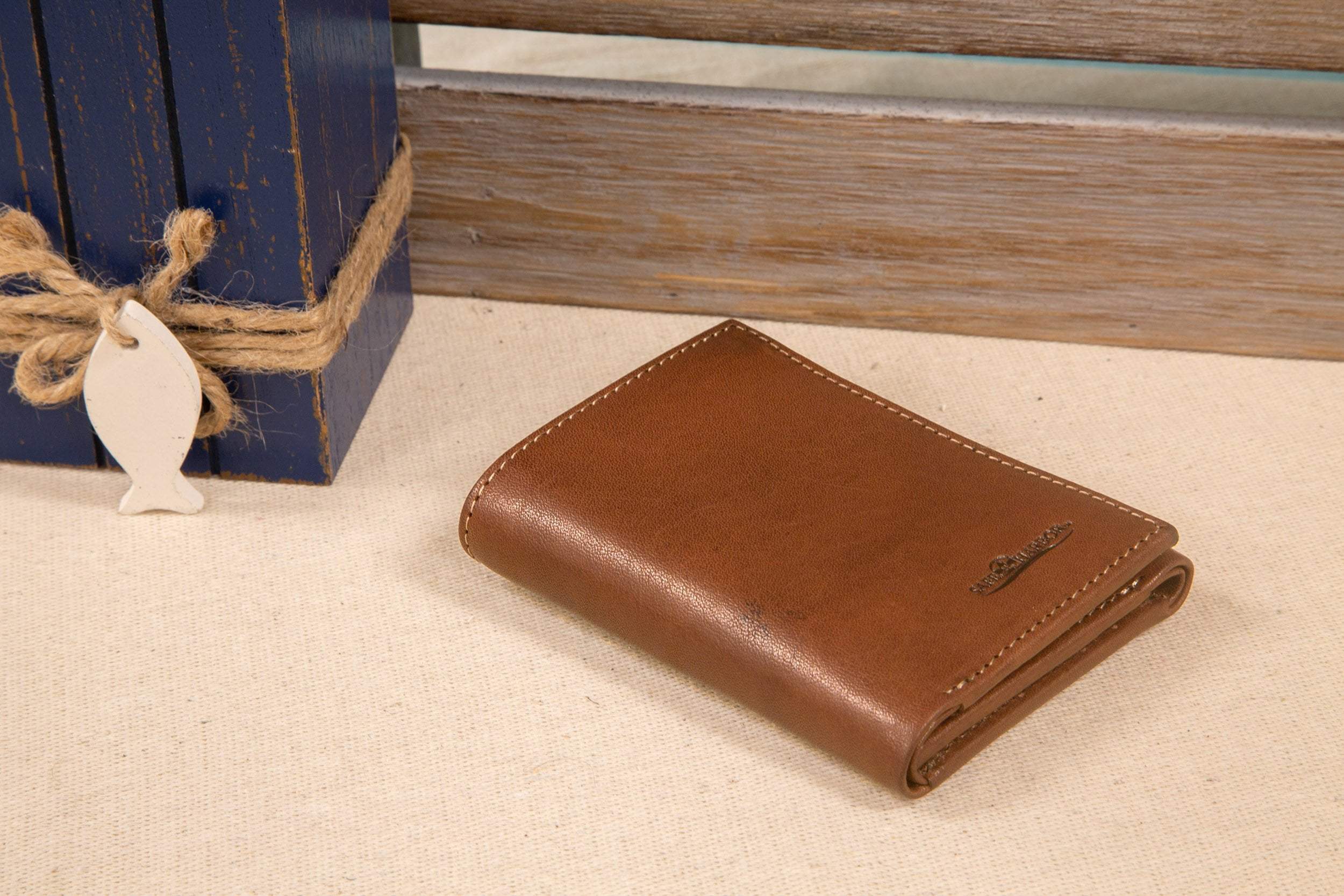 Safe Harbor Mens RFID Wallet - RFID Secure Trifold Wallet with ID Window - Light Brown - SA - 20003 - lgtbrn