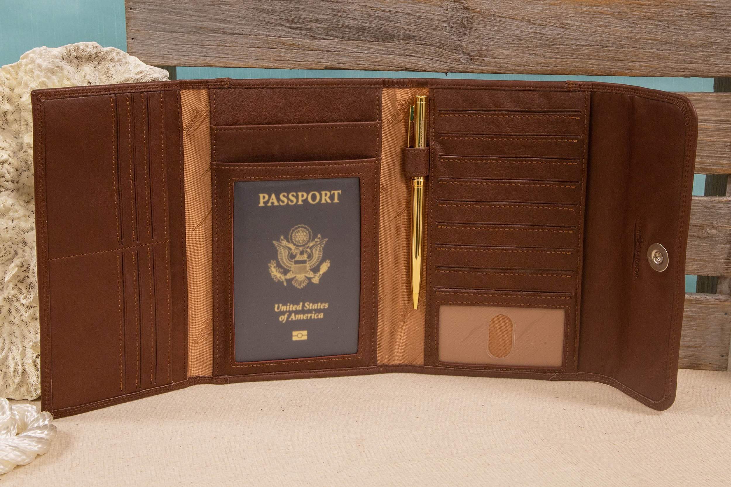 Safe Harbor Wallets for Women - RFID Classic Weave World Traveler Wallet - Brown - SA - 30004 - A - brn