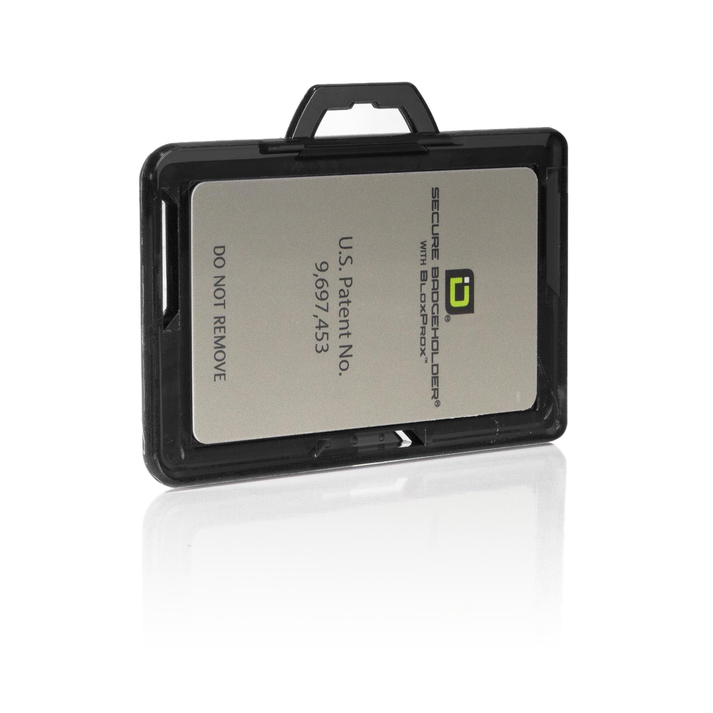 Secure Badge Holder BloxProx ™ Lite LANDSCAPE - Protects 125Khz HID Prox - 1 ID Card Holder - Black - IDSH5004 - 002B - Blk