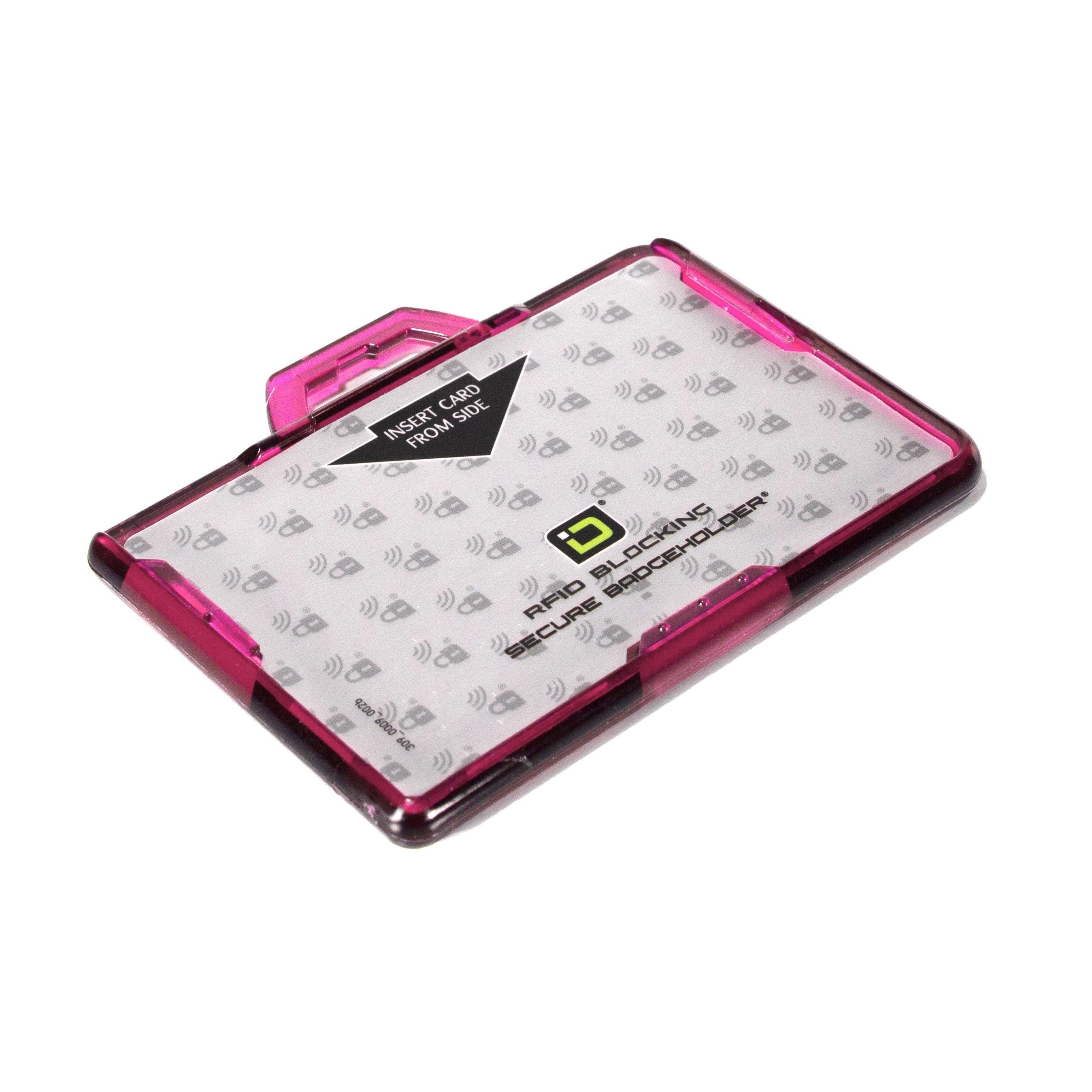 Secure Badge Holder BloxProx ™ Lite LANDSCAPE - Protects 125Khz HID Prox - 1 ID Card Holder - Pink - IDSH5004 - 002B - Pnk