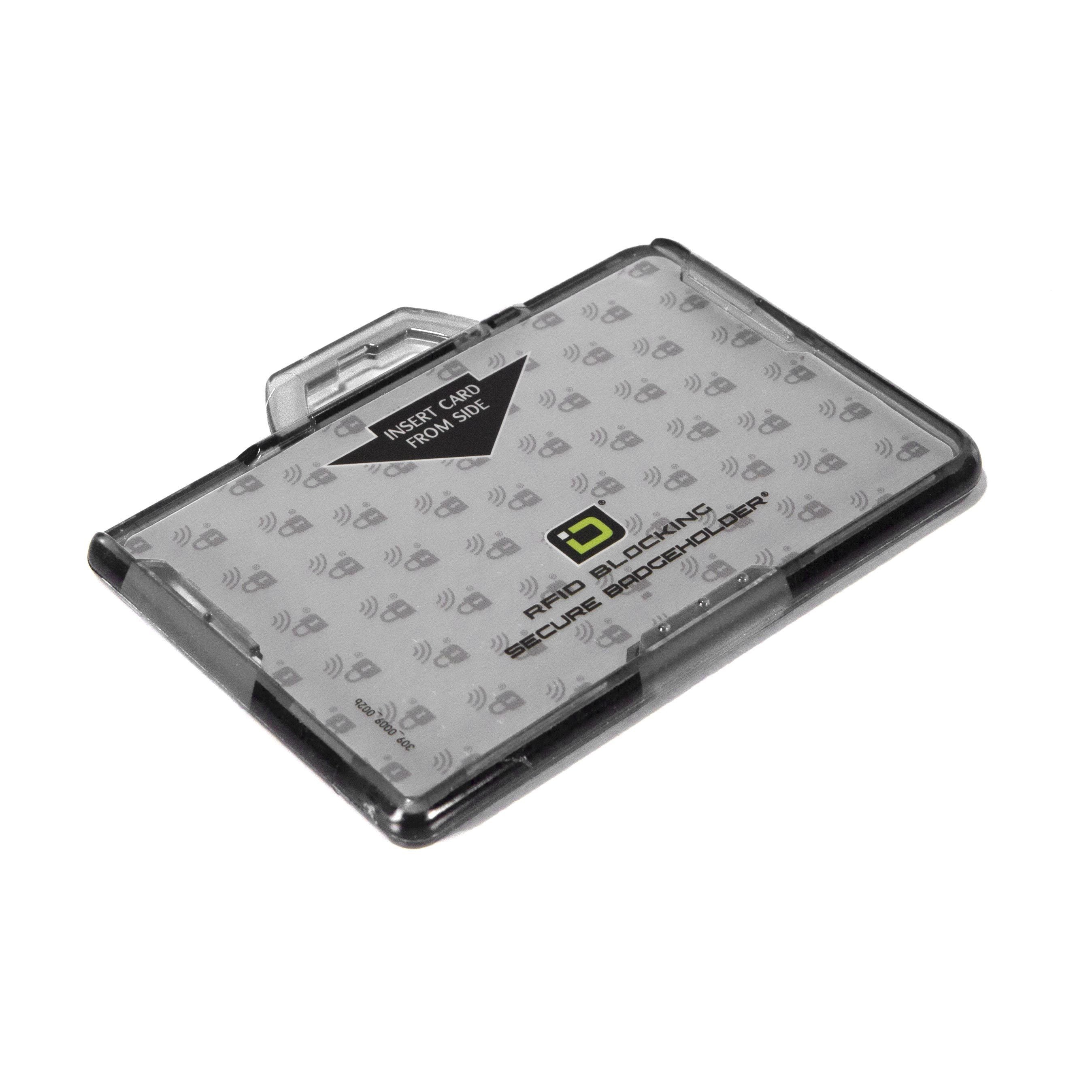 Secure Badge Holder BloxProx ™ Lite LANDSCAPE - Protects 125Khz HID Prox - 1 ID Card Holder - Clear - IDSH5004 - 002B - Clr