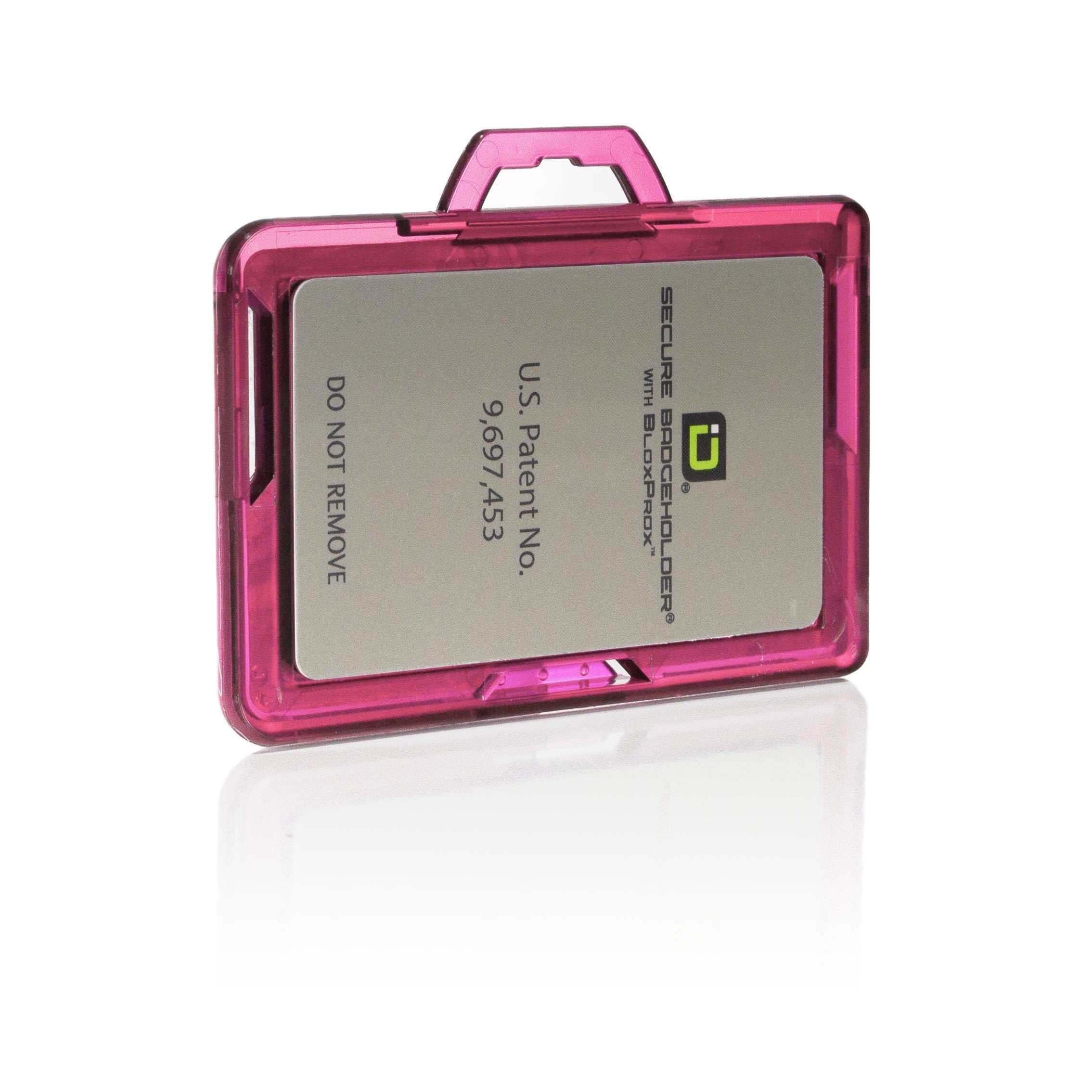 Secure Badge Holder BloxProx ™ Lite LANDSCAPE - Protects 125Khz HID Prox - 1 ID Card Holder - Pink - IDSH5004 - 002B - Pnk