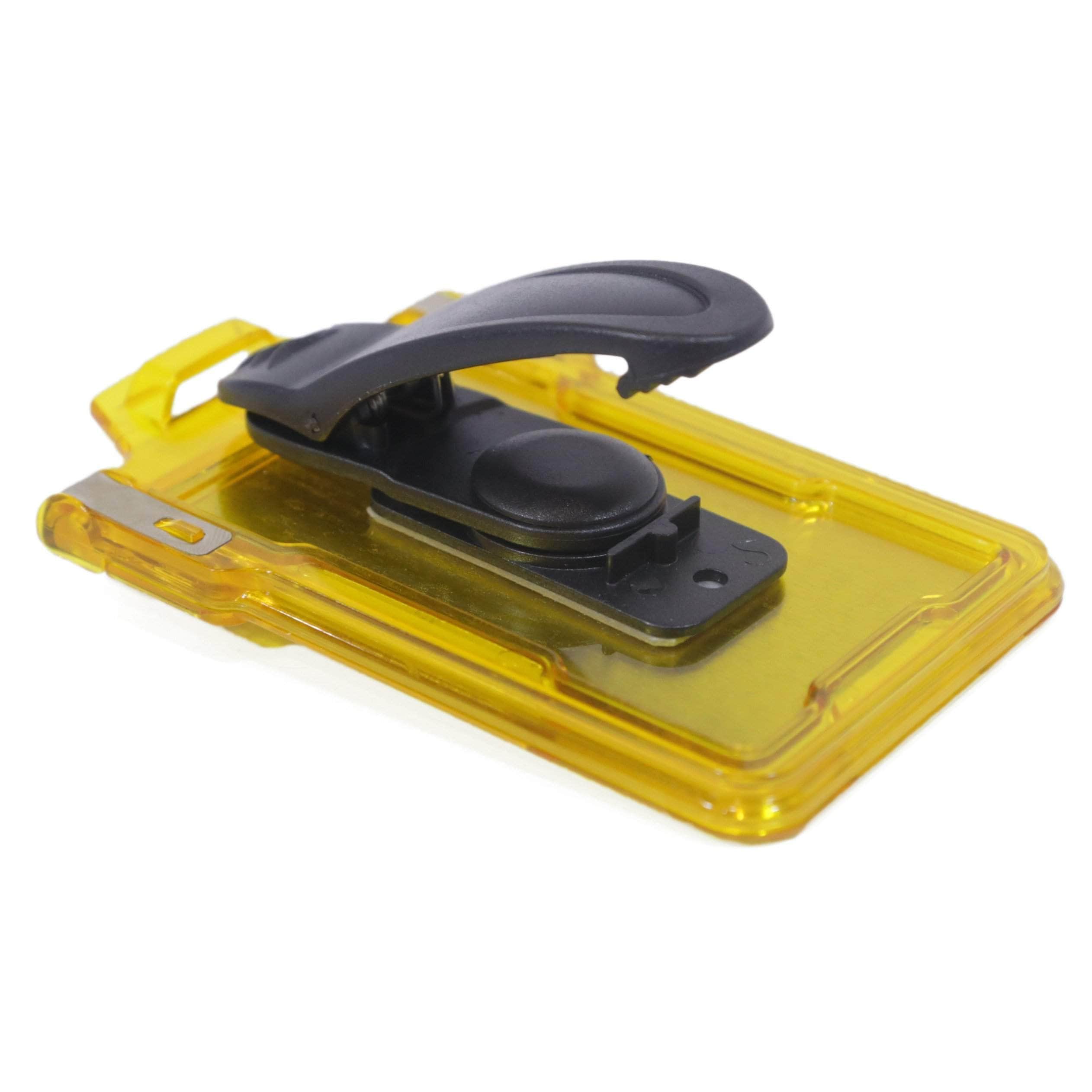 Secure Badge Holder Classic Vertical 1 ID Card Holder With Belt Clip - Yellow - IDSH1004 - 001B - BC - Ylw