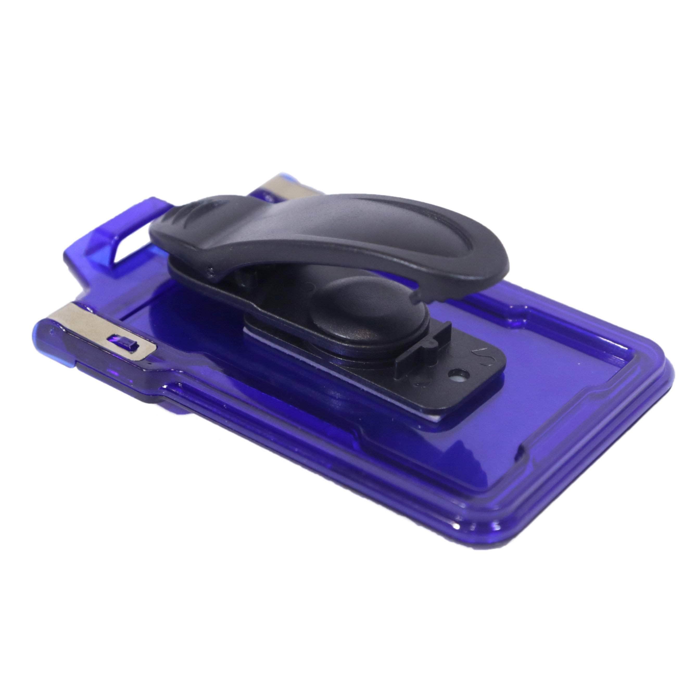 Secure Badge Holder Classic Vertical 1 ID Card Holder With Belt Clip - Blue - IDSH1004 - 001B - BC - Blu