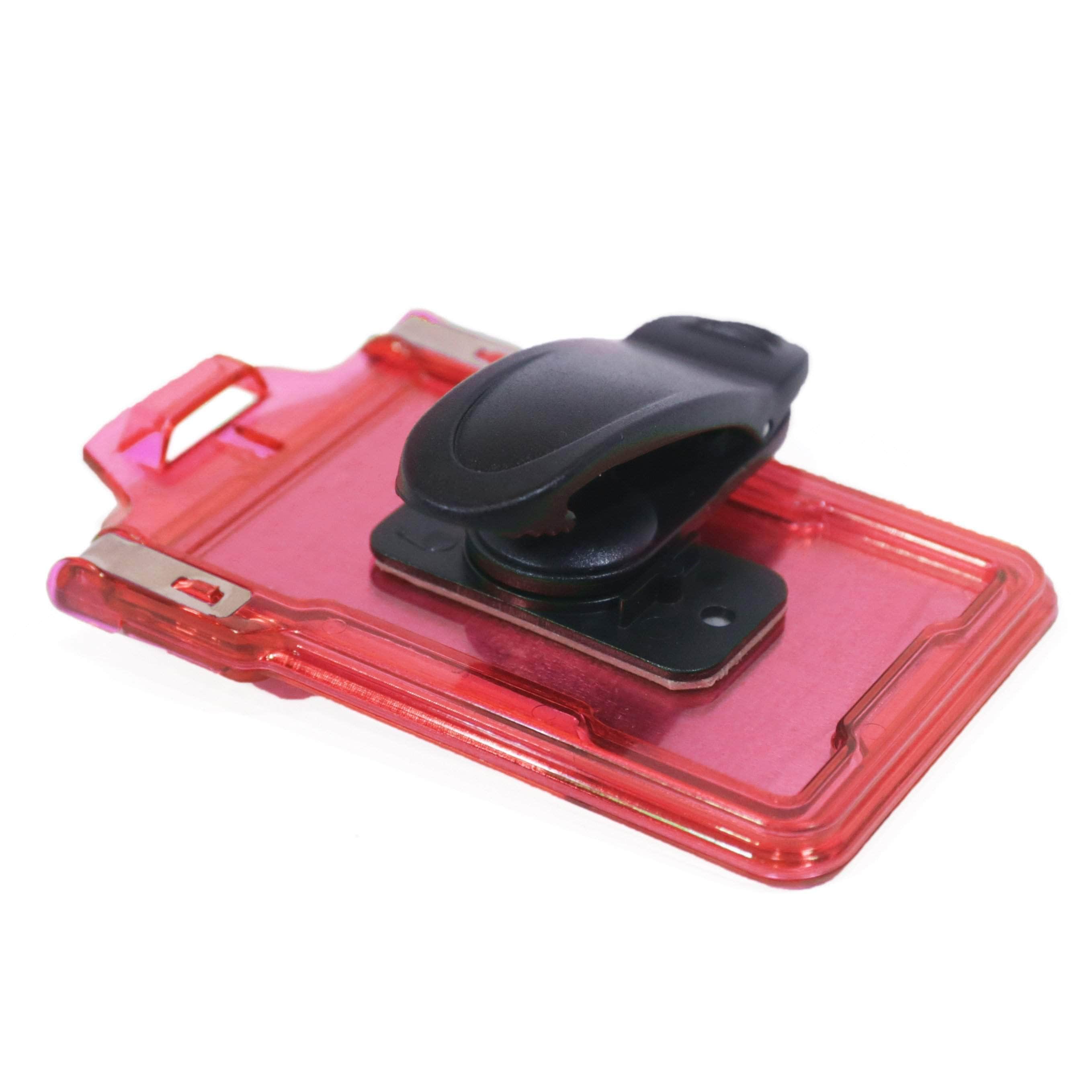 Secure Badge Holder Classic Vertical 1 ID Card Holder With Belt Clip - Pink - IDSH1004 - 001B - BC - Pnk