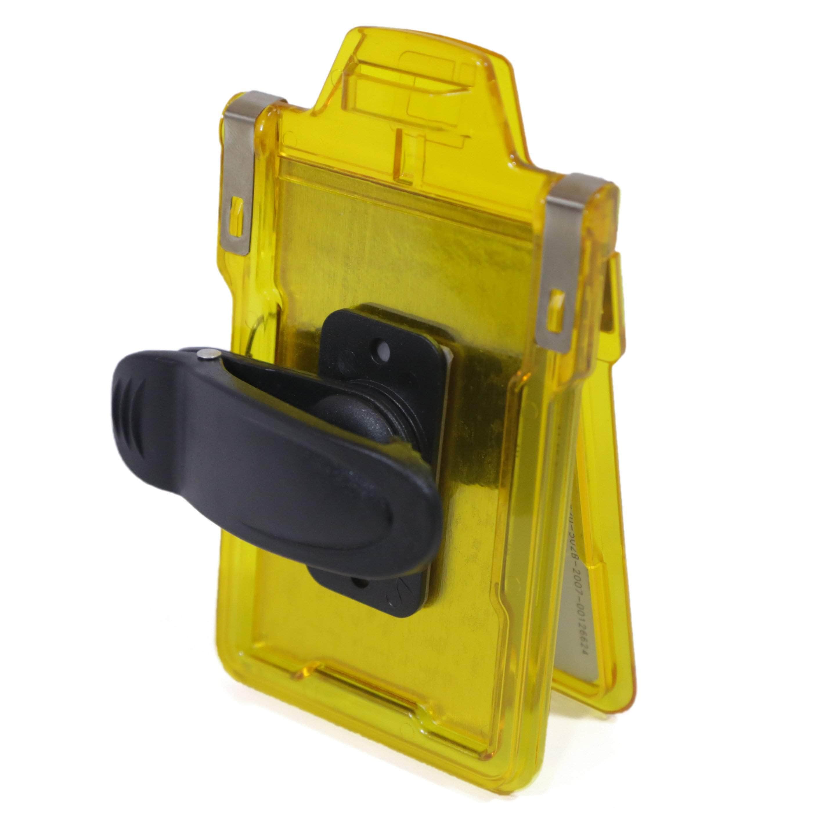 Secure Badge Holder Classic Vertical 1 ID Card Holder With Belt Clip - Yellow - IDSH1004 - 001B - BC - Ylw