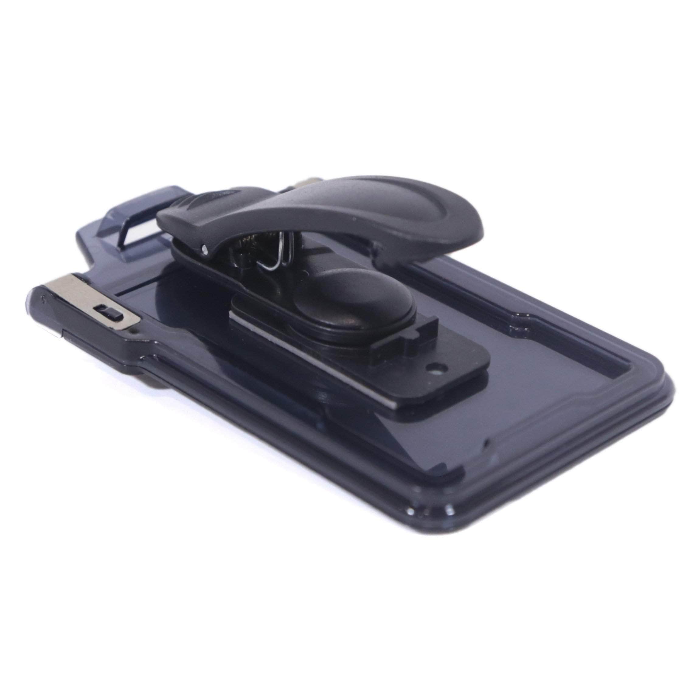 Secure Badge Holder Classic Vertical 1 ID Card Holder With Belt Clip - Black - IDSH1004 - 001B - BC - Blk