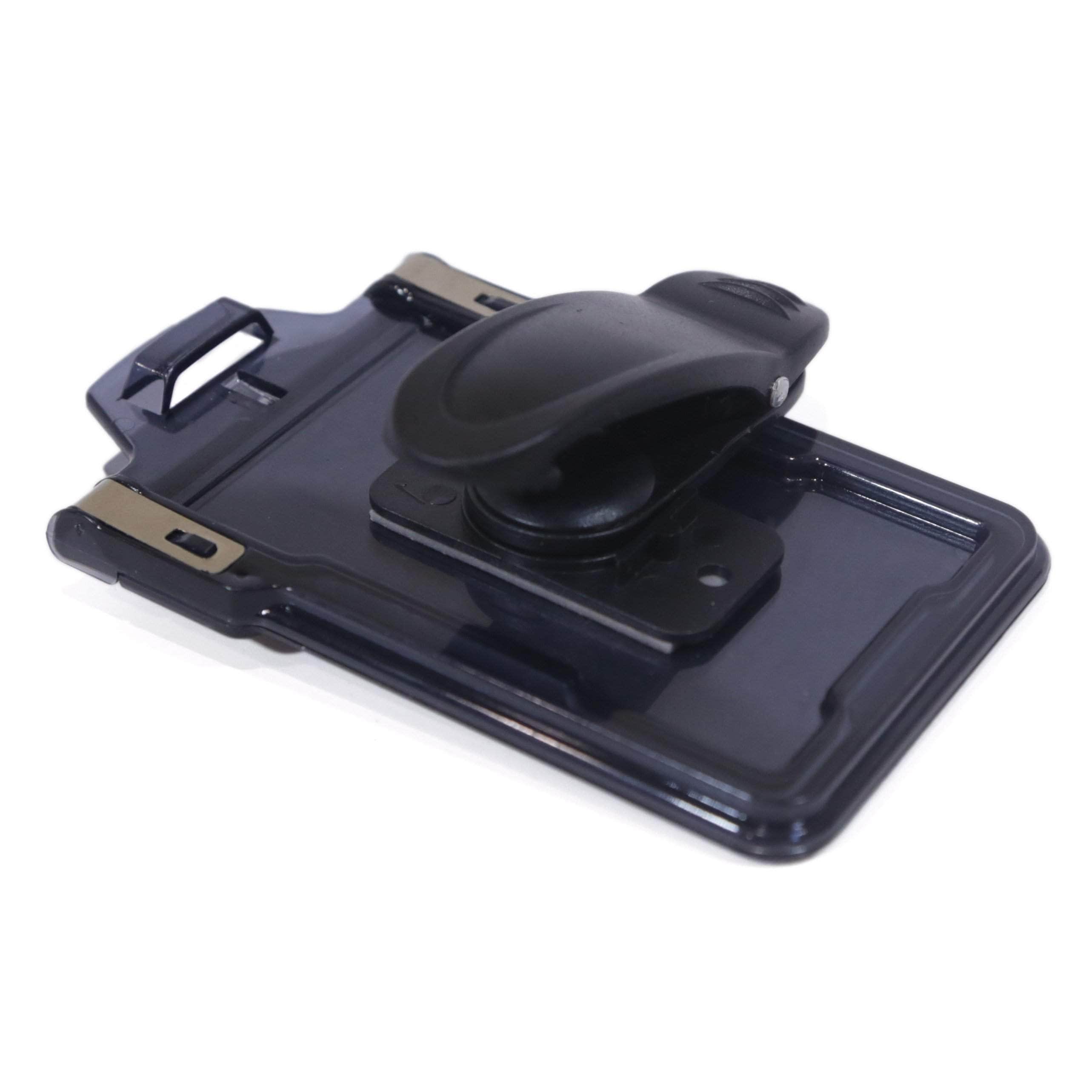 Secure Badge Holder Classic Vertical 1 ID Card Holder With Belt Clip - Black - IDSH1004 - 001B - BC - Blk