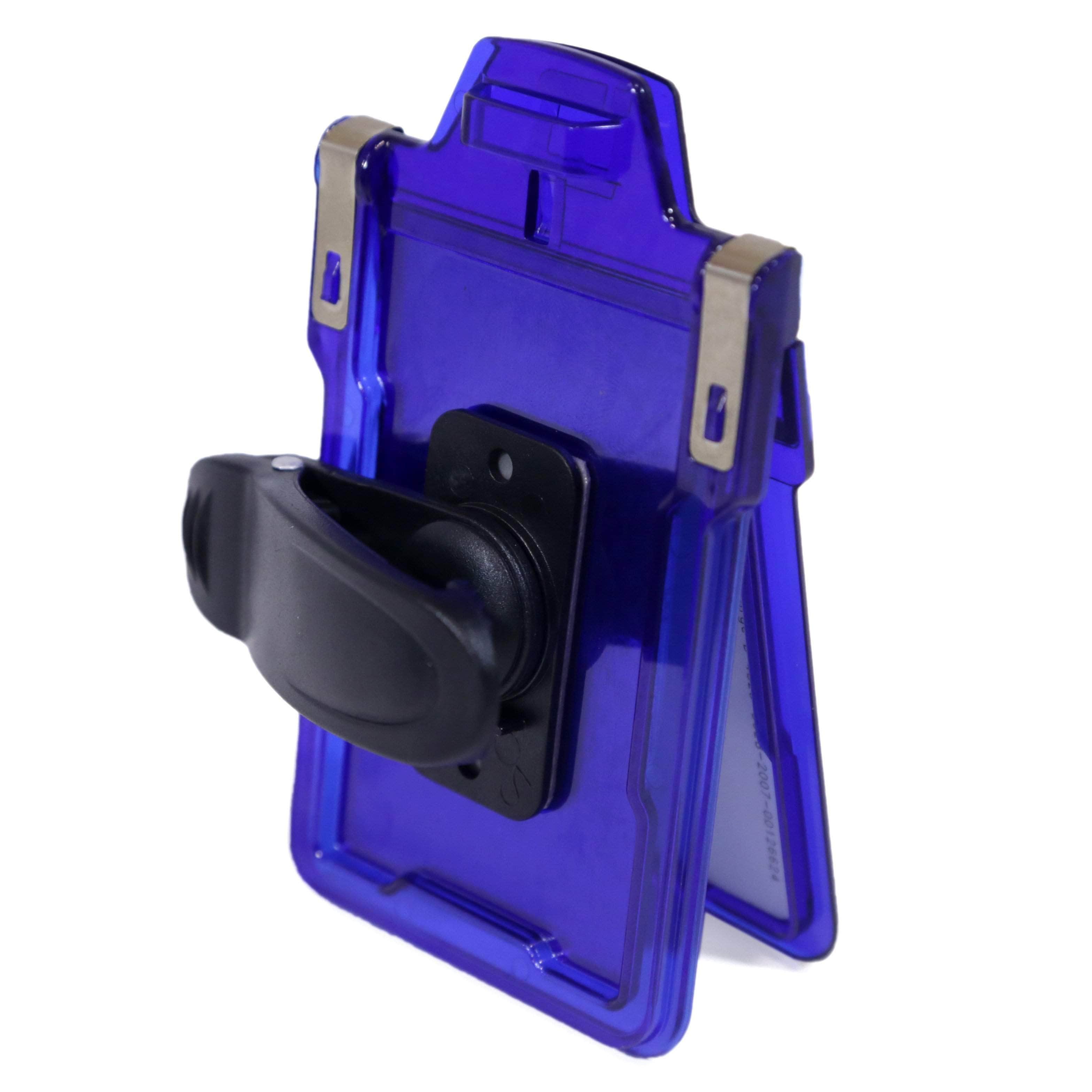Secure Badge Holder Classic Vertical 1 ID Card Holder With Belt Clip - Blue - IDSH1004 - 001B - BC - Blu