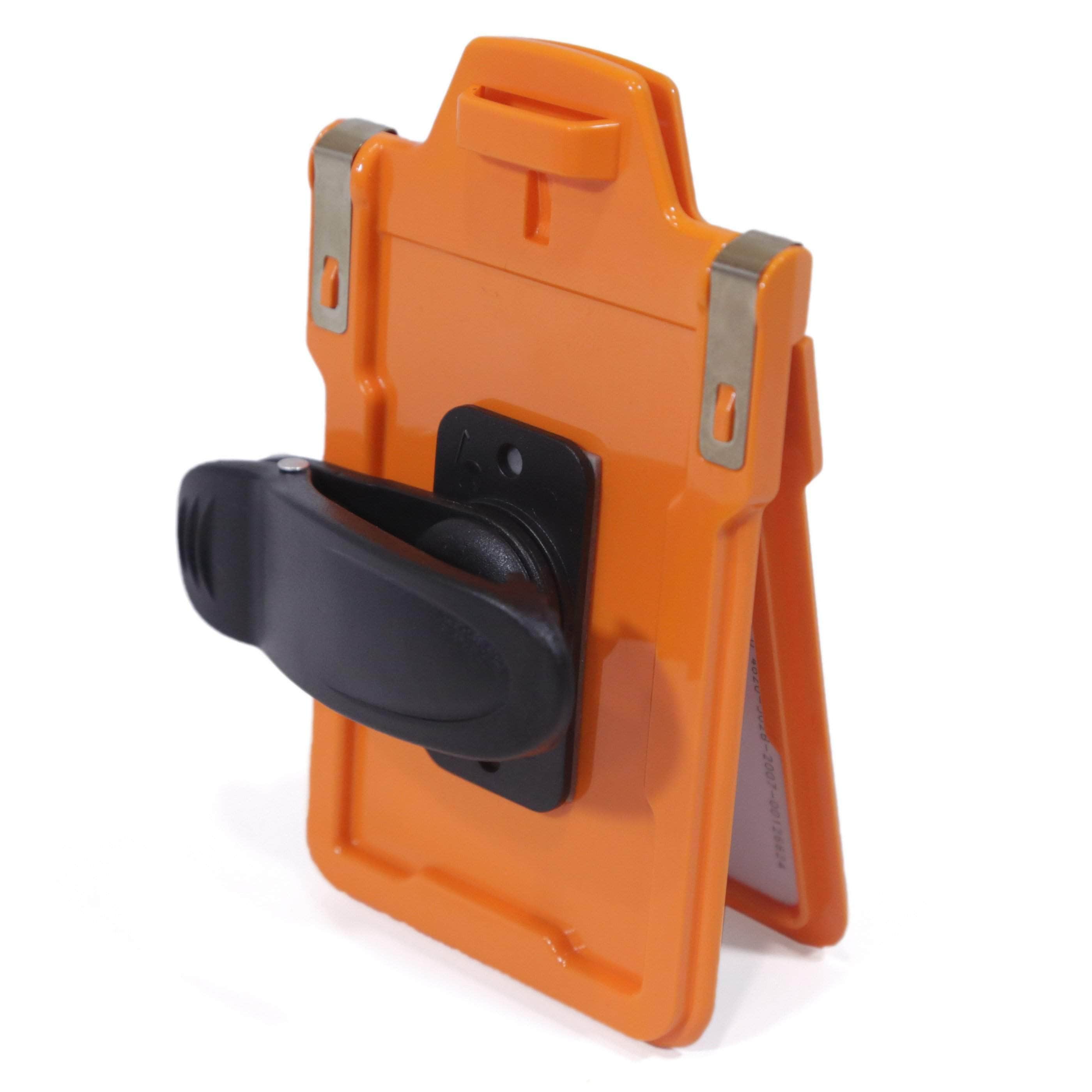 Secure Badge Holder Classic Vertical 1 ID Card Holder With Belt Clip - Orange - IDSH1004 - 001B - BC - Org