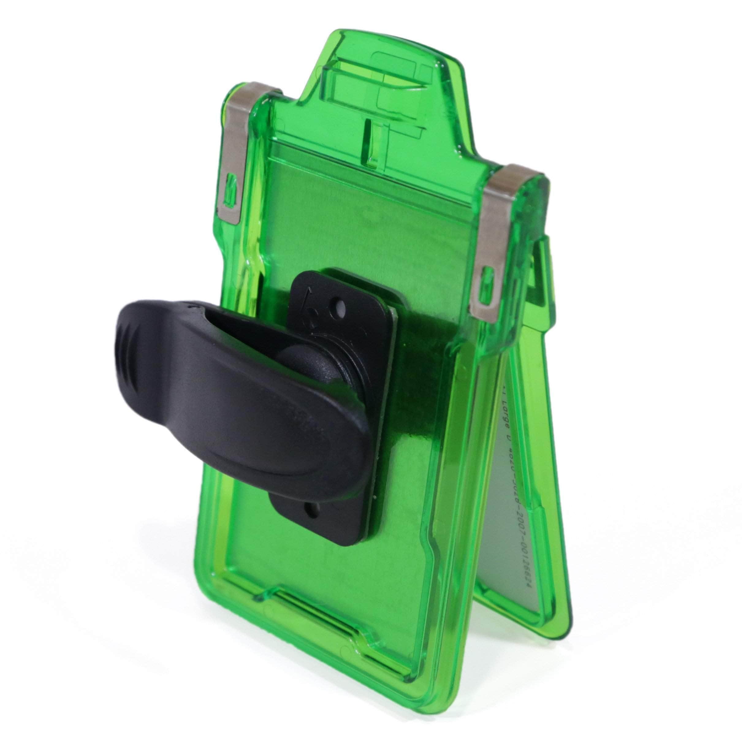 Secure Badge Holder Classic Vertical 1 ID Card Holder With Belt Clip - Green - IDSH1004 - 001B - BC - Grn