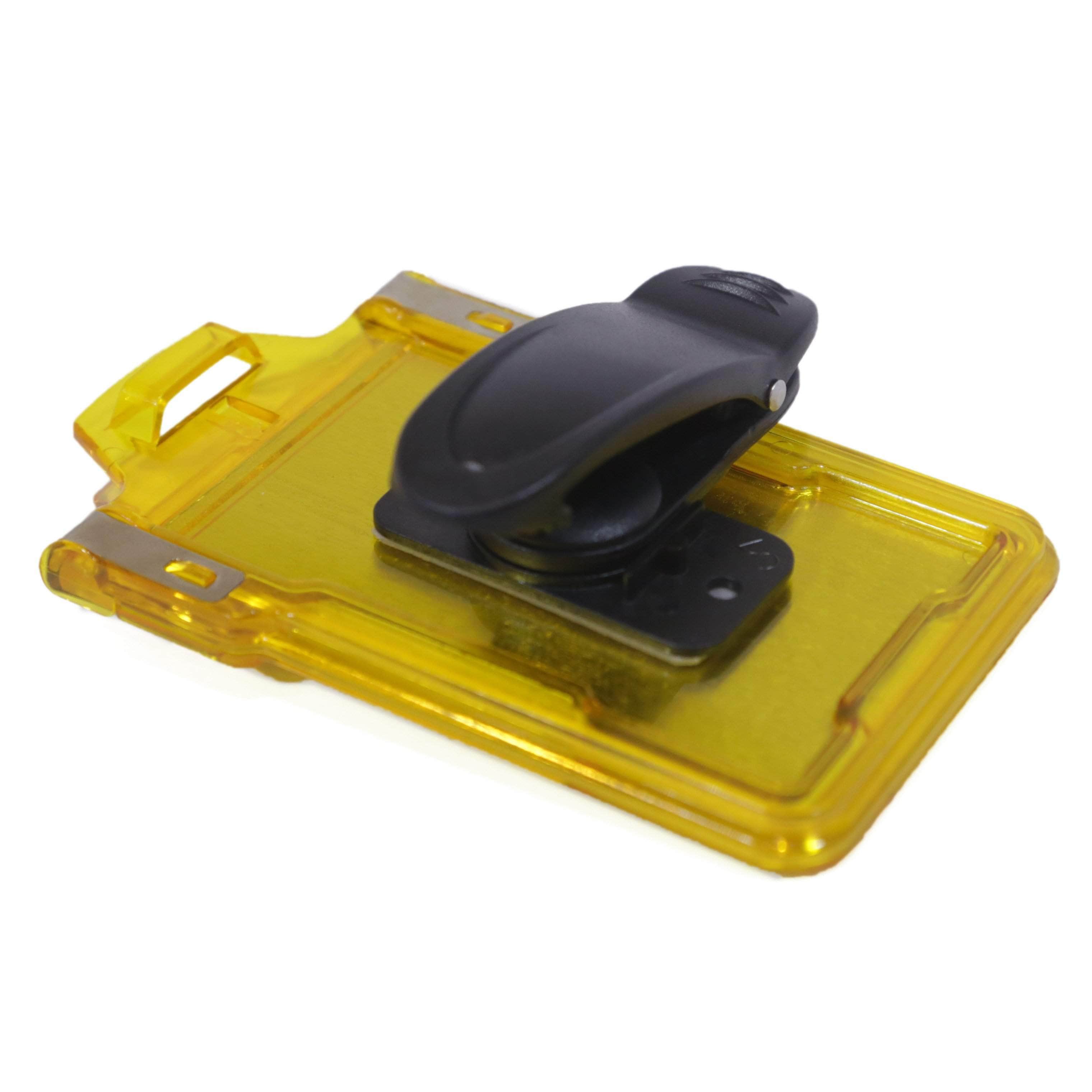 Secure Badge Holder Classic Vertical 1 ID Card Holder With Belt Clip - Yellow - IDSH1004 - 001B - BC - Ylw