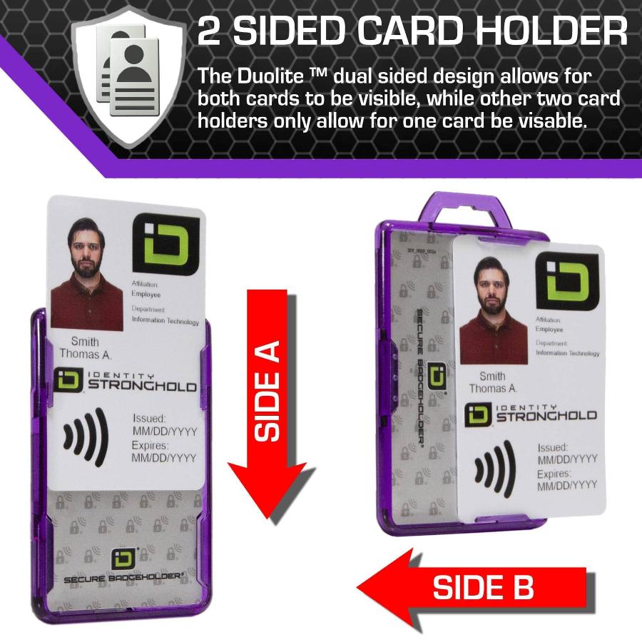 Secure Badge Holder DuoLite ® Vertical 2 ID Card Holder - Purple - IDSH2004 - 001B - Pur