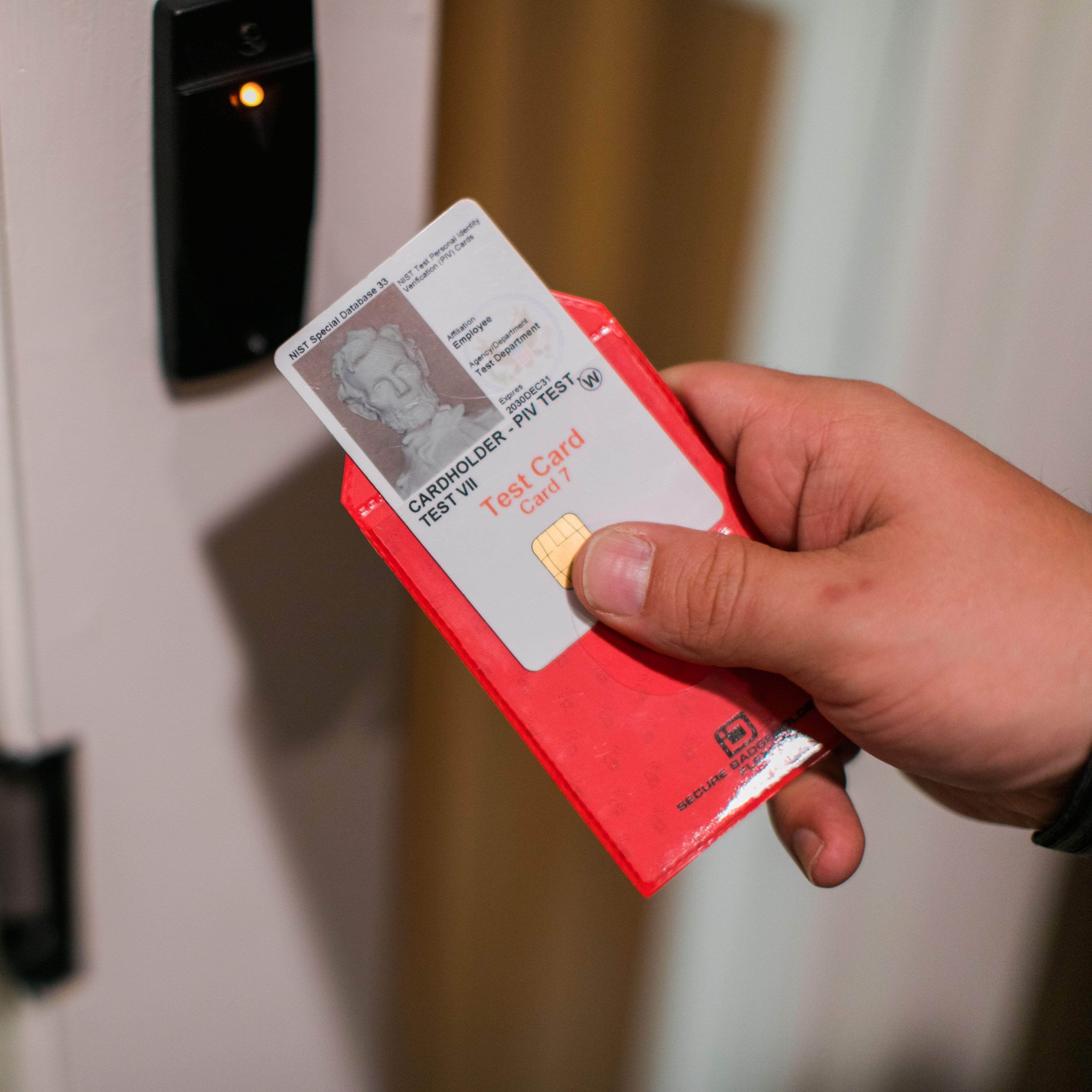 Secure Badge Holder Flex Vertical 2 ID Card Holder - Red - IDSH3004 - 001B - Red