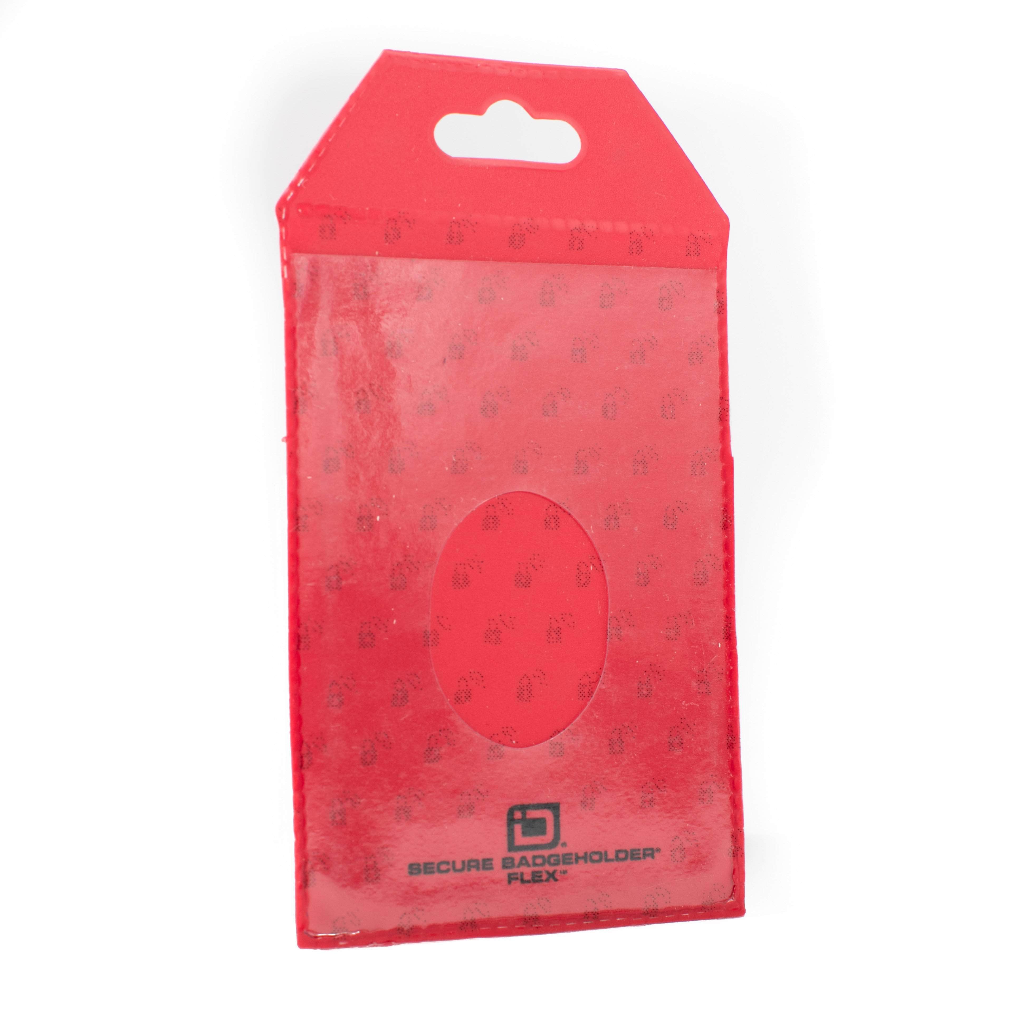 Secure Badge Holder Flex Vertical 2 ID Card Holder - Red - IDSH3004 - 001B - Red