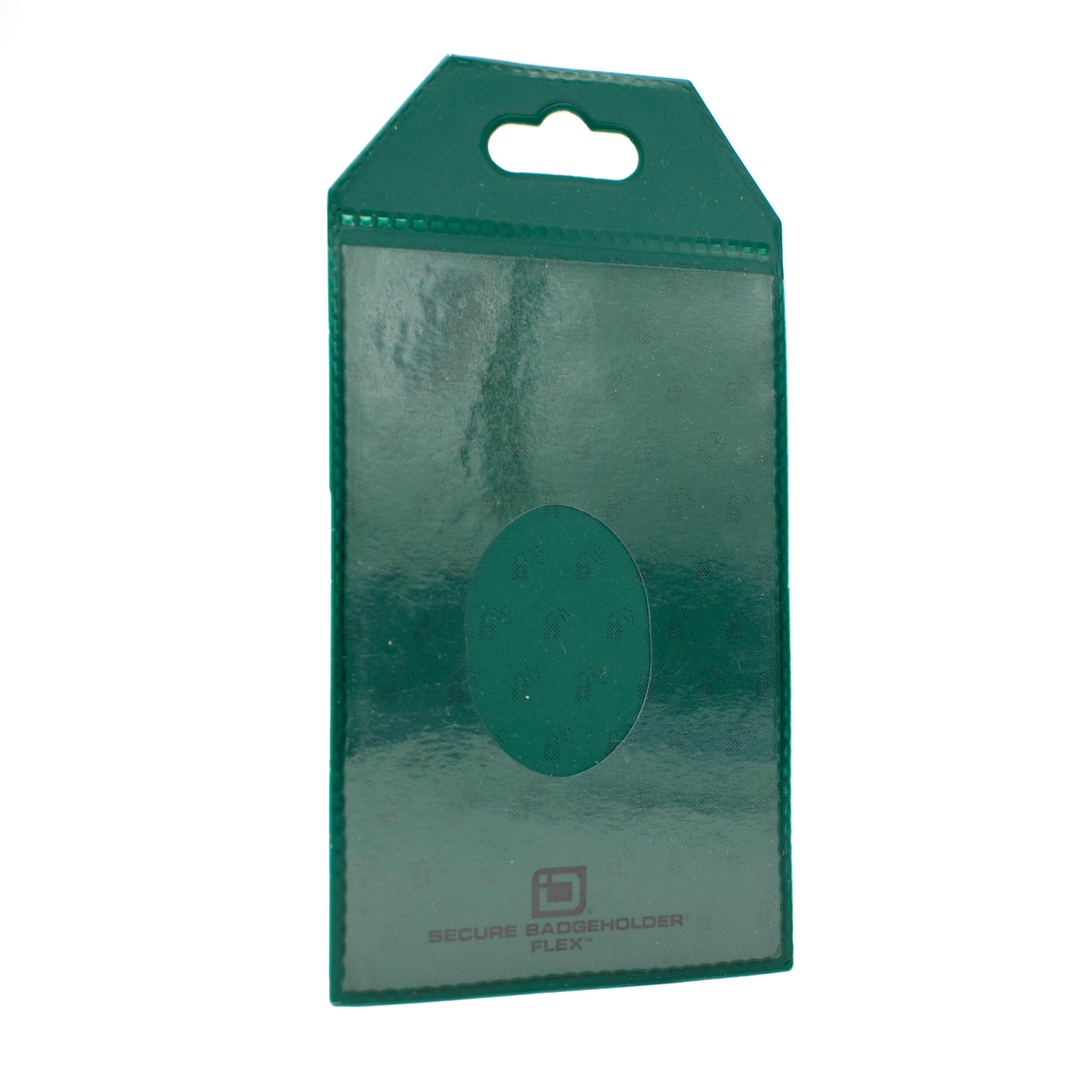 Secure Badge Holder Flex Vertical 2 ID Card Holder - Green - IDSH3004 - 001B - Grn