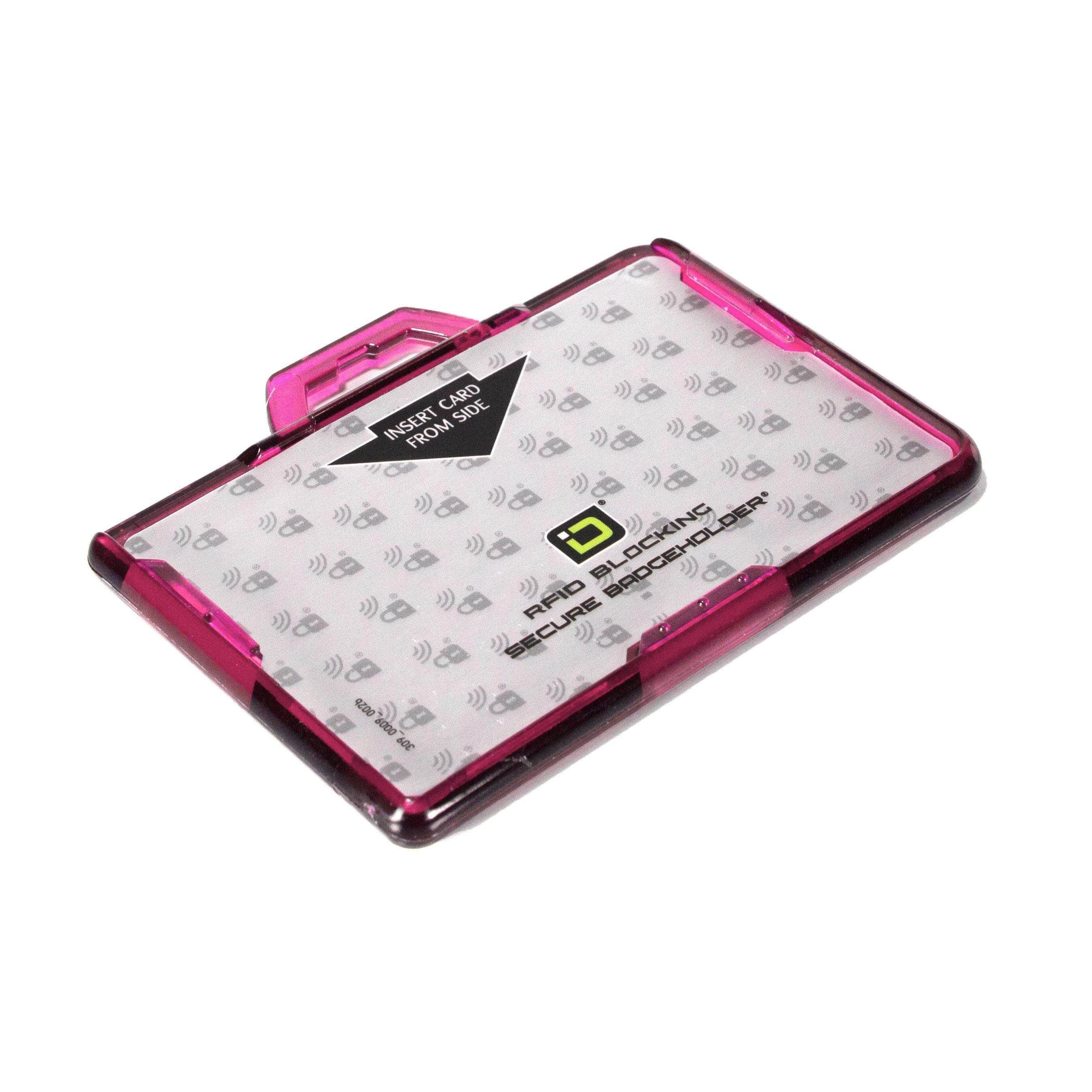 Secure Badge Holder Lite ™ Landscape 1 ID Card Holder - Pink - IDSH9001 - 002B - Pnk