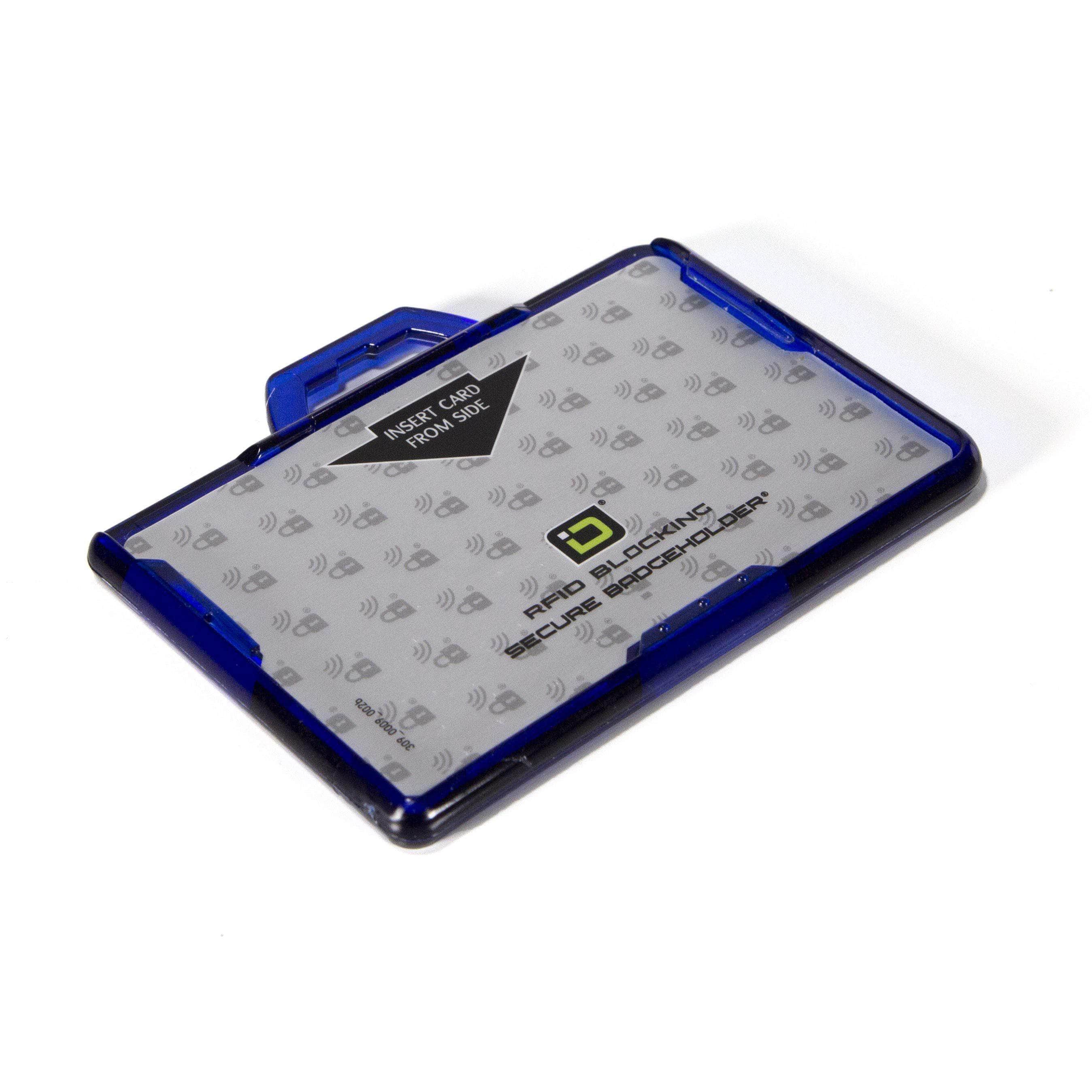 Secure Badge Holder Lite ™ Landscape 1 ID Card Holder - Blue - IDSH9001 - 002B - Blu