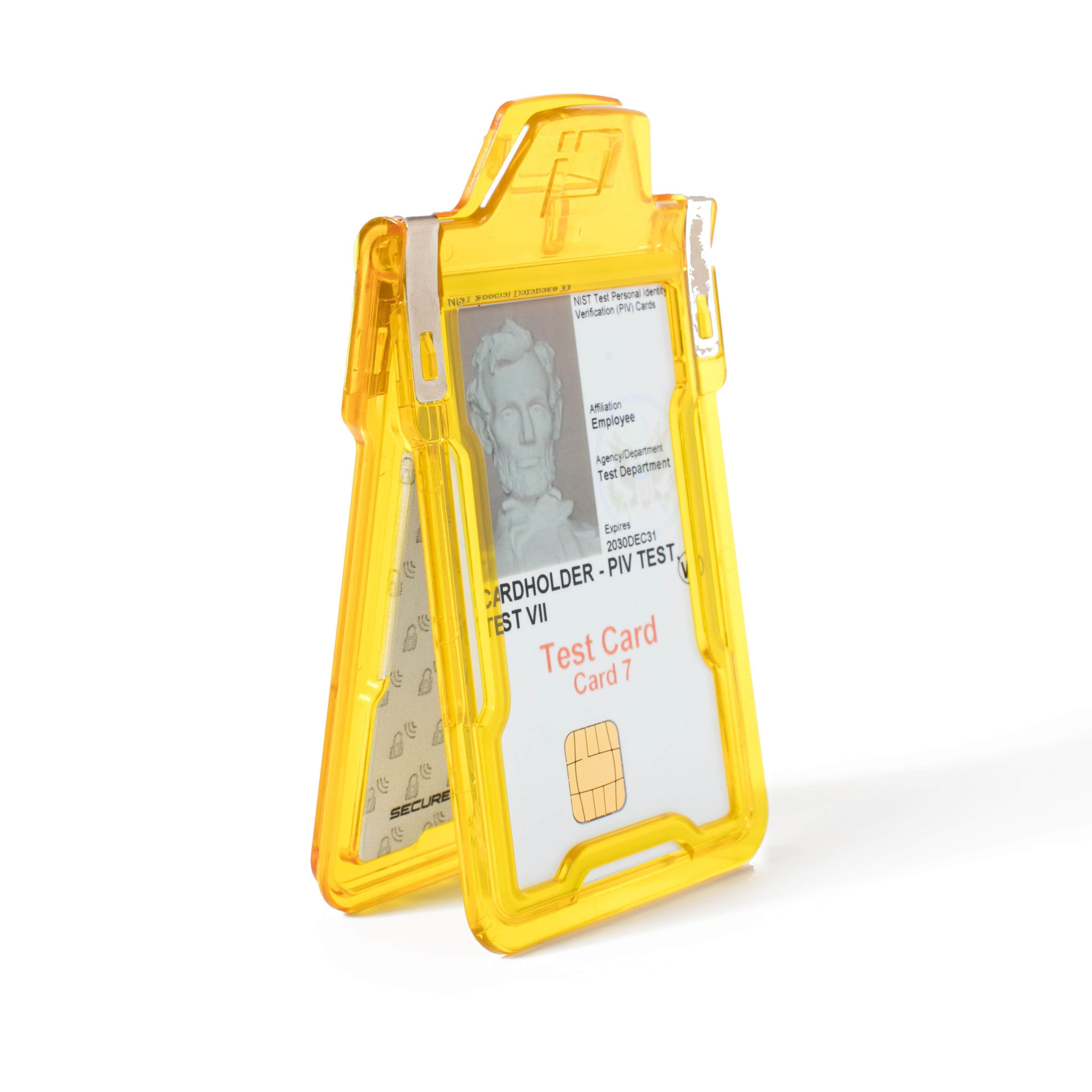 Secure Badge Holder Classic with BloxProx™ - Protects 125Khz HID Prox 1 ID Card Holder - Yellow - IDSH5001 - 001B - Ylw