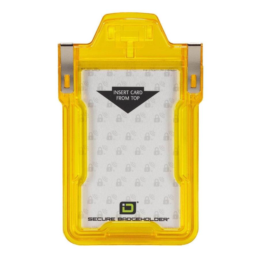 "Squeeze to Read" Secure Badge Holder Classic Vertical 1 ID Card Holder - Yellow - IDSH1004 - 001B - Ylw