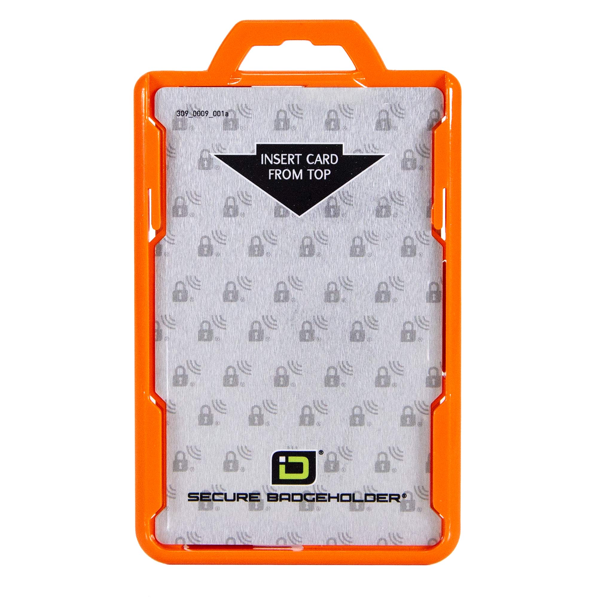 Secure Badge Holder BloxProx™ Lite PORTRAIT - Protects 125Khz HID Prox - 1 ID Card Holder - Orange - IDSH5004 - 001B - Org
