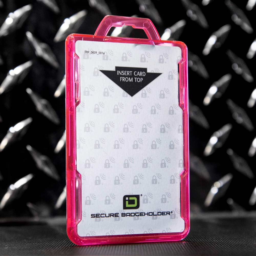 Secure Badge Holder Lite ™ Vertical 1 ID Card Holder - Pink - IDSH9001 - 001B - Pnk